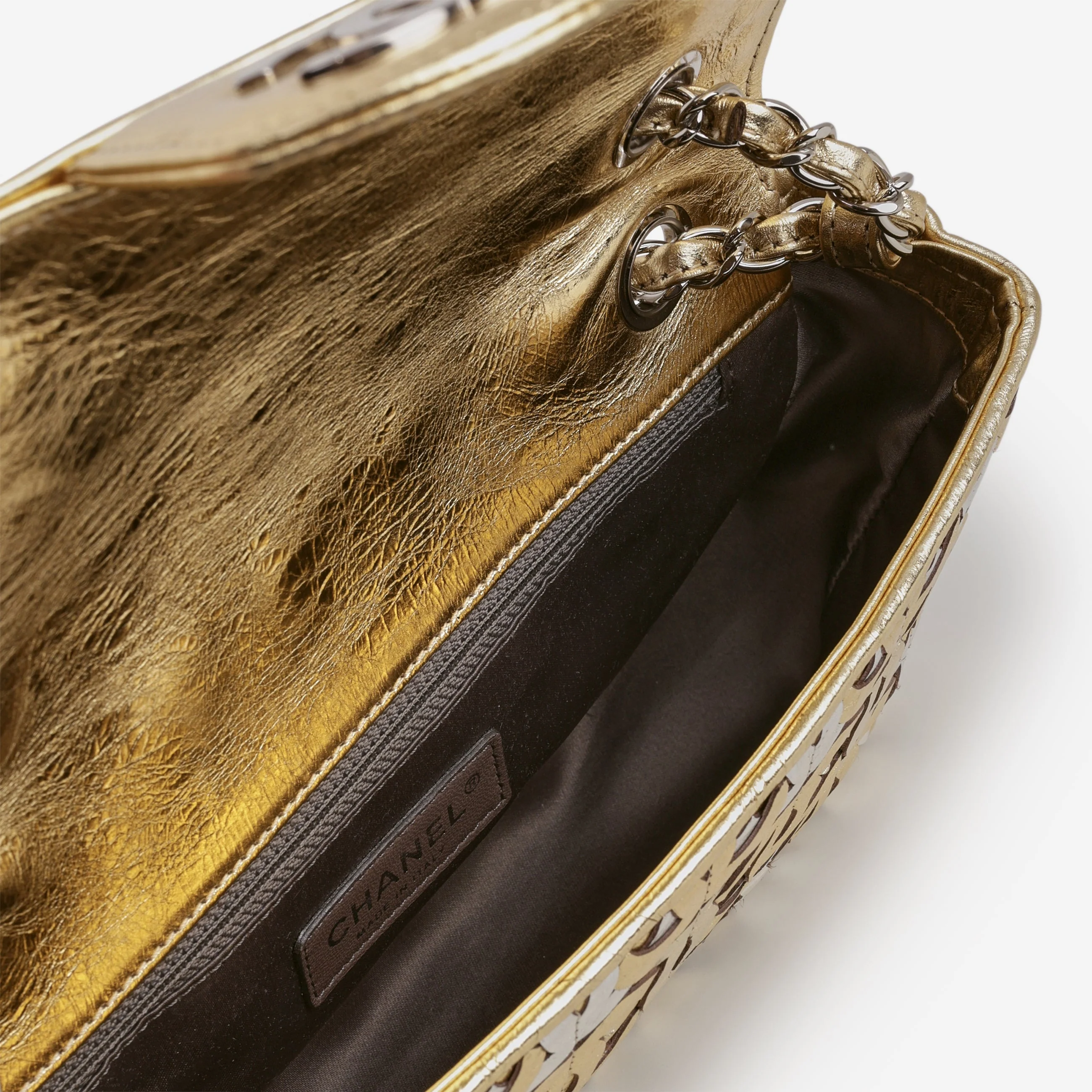 Chanel Chanel Laser Cut CC Flap - Silver / Gold Calfskin | Silver Hardware - Image 5
