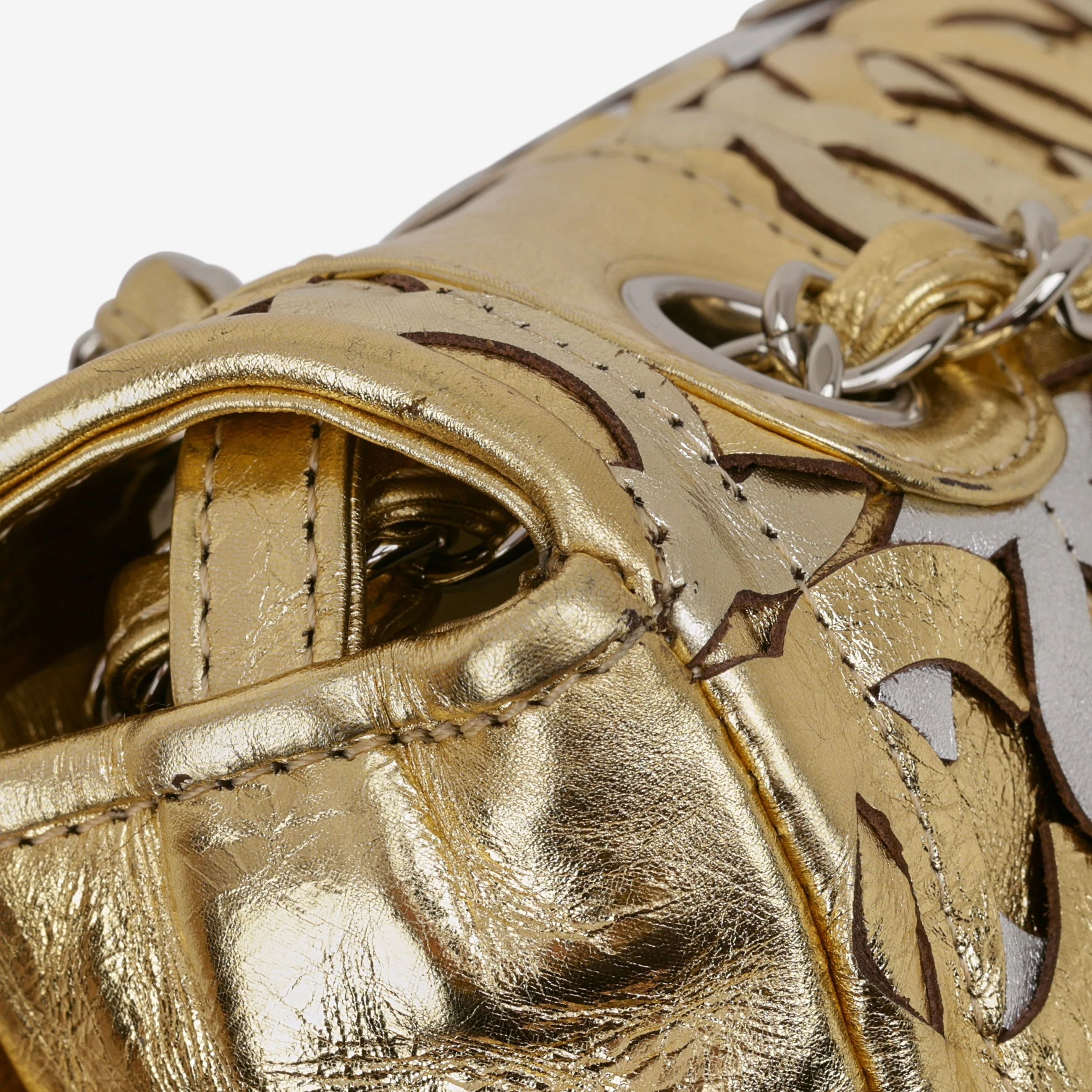 Chanel Chanel Laser Cut CC Flap - Silver / Gold Calfskin | Silver Hardware - Image 7