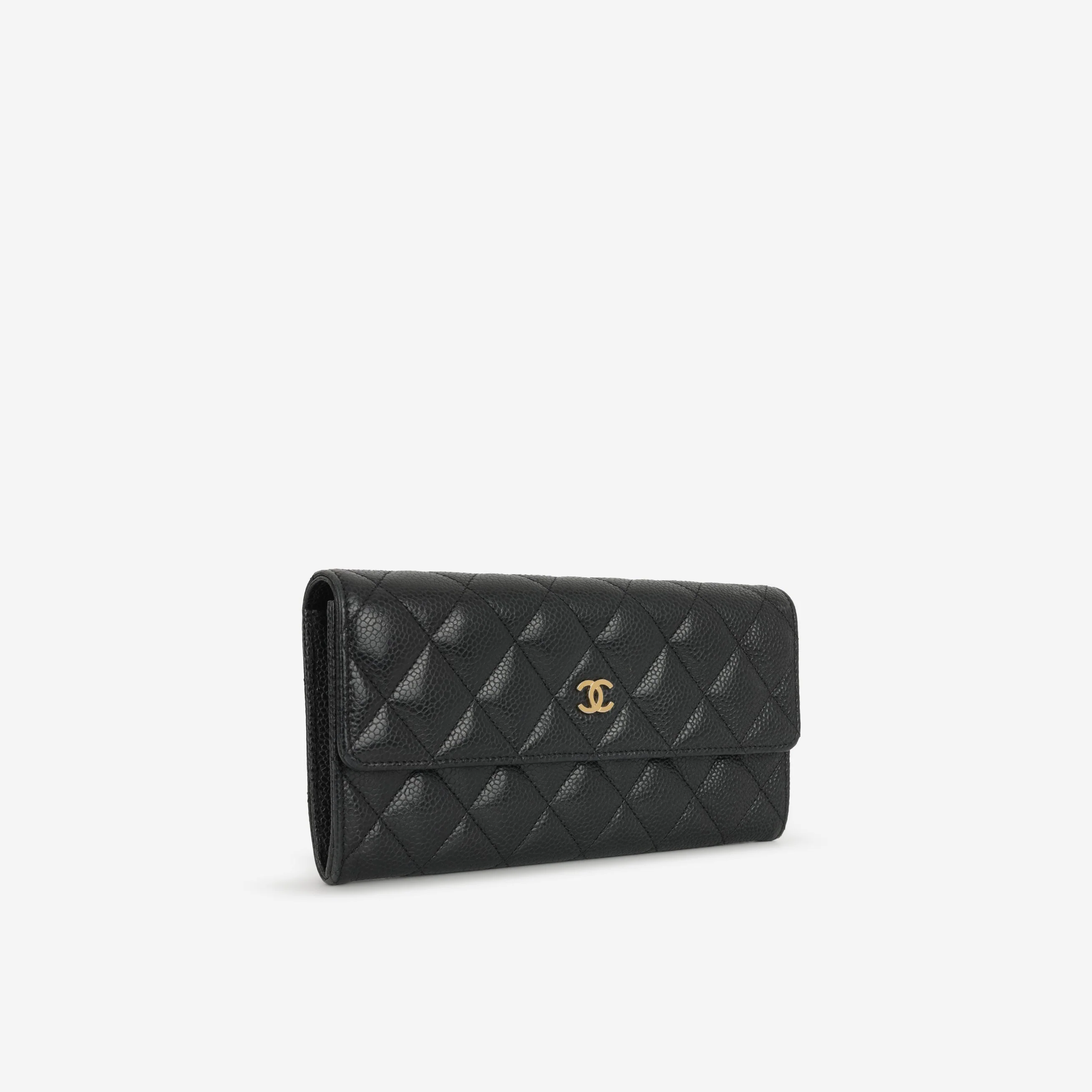 Chanel Long Classic Flap Wallet - Black Caviar | Gold Hardware - Image 2