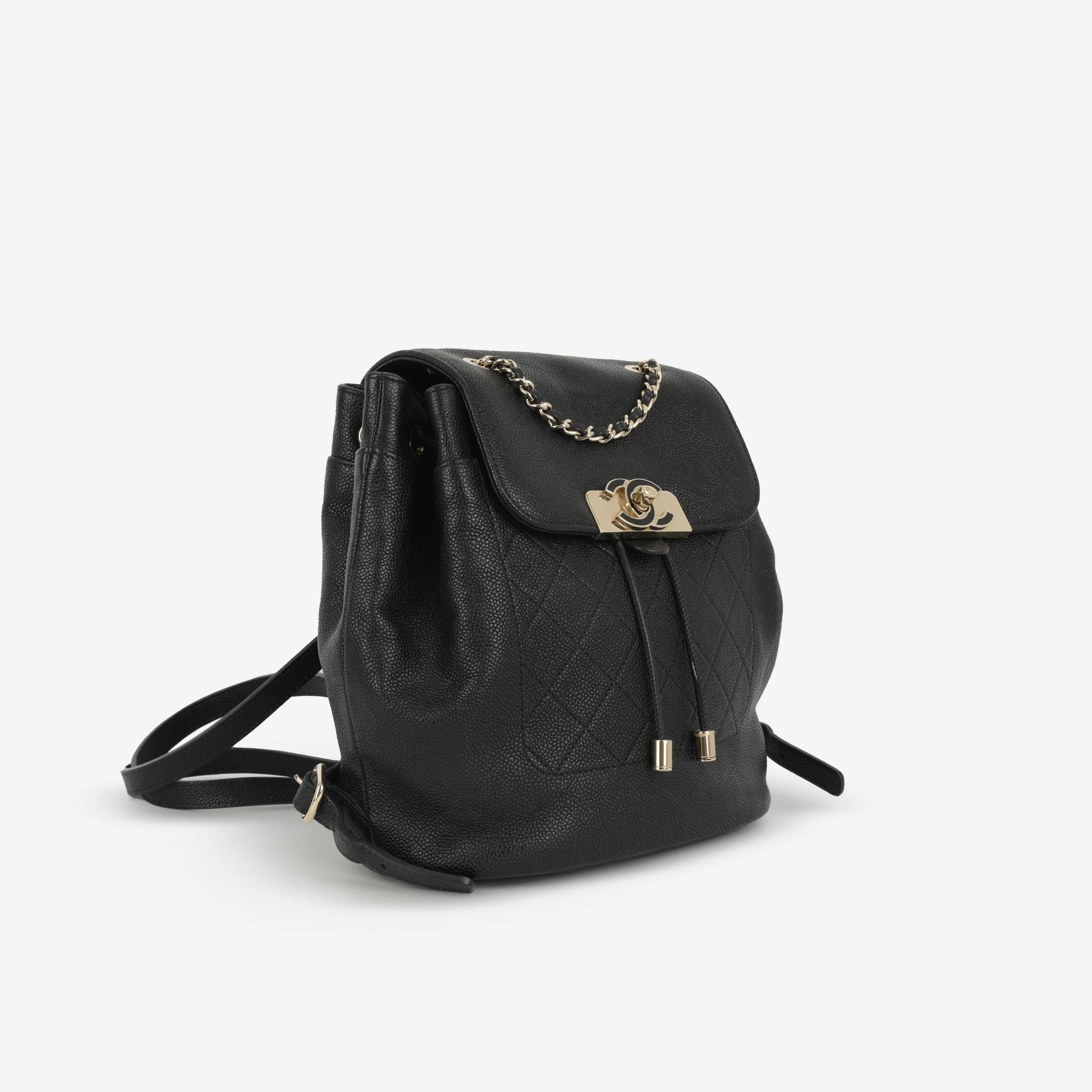 Chanel Matelasse Chain Backpack - Black Caviar | Champagne Gold Hardware - Image 2