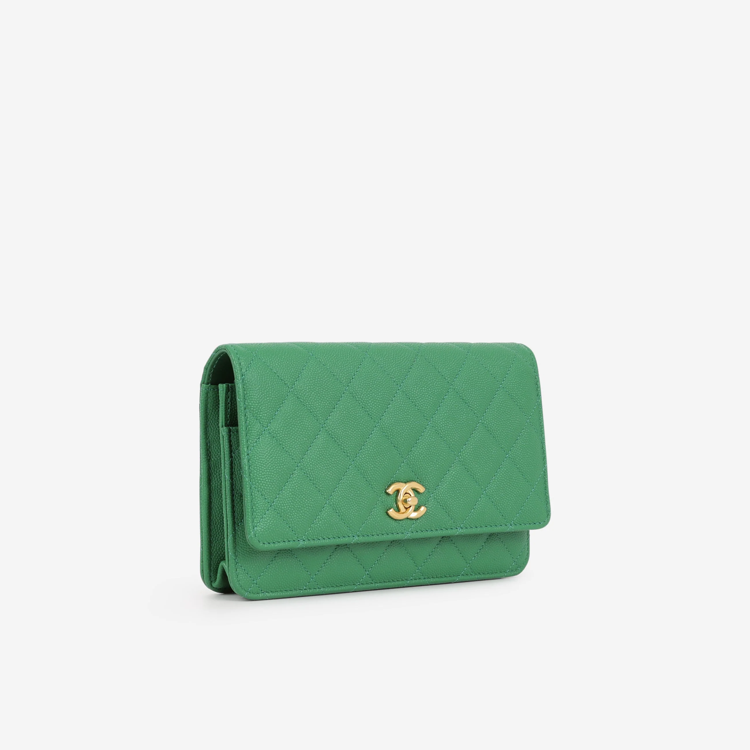Chanel Medallion Wallet On Chain - Green Caviar | Gold Hardware - Image 2