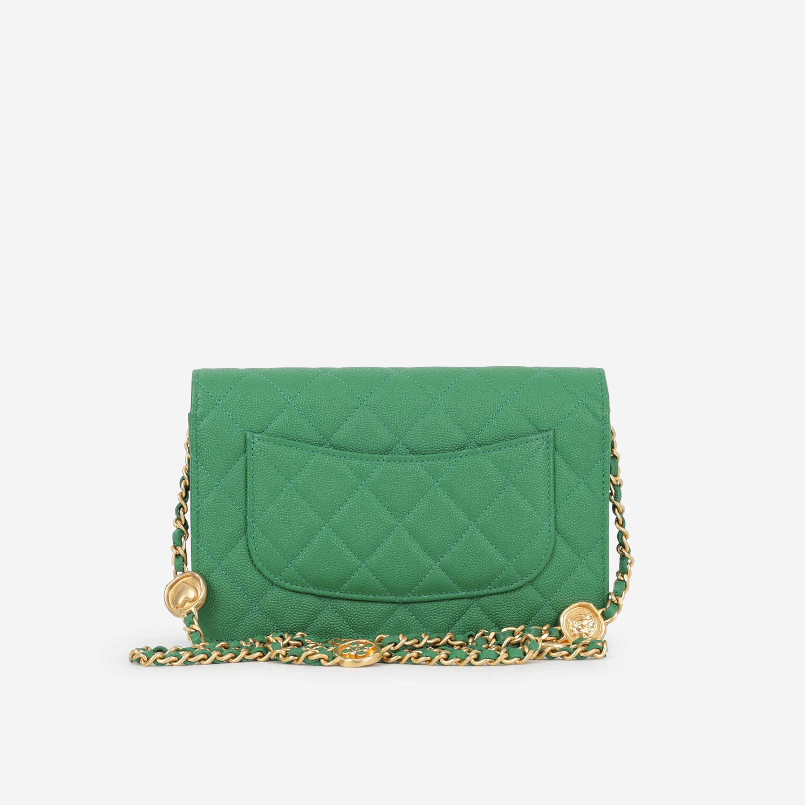 Chanel Medallion Wallet On Chain - Green Caviar | Gold Hardware - Image 3
