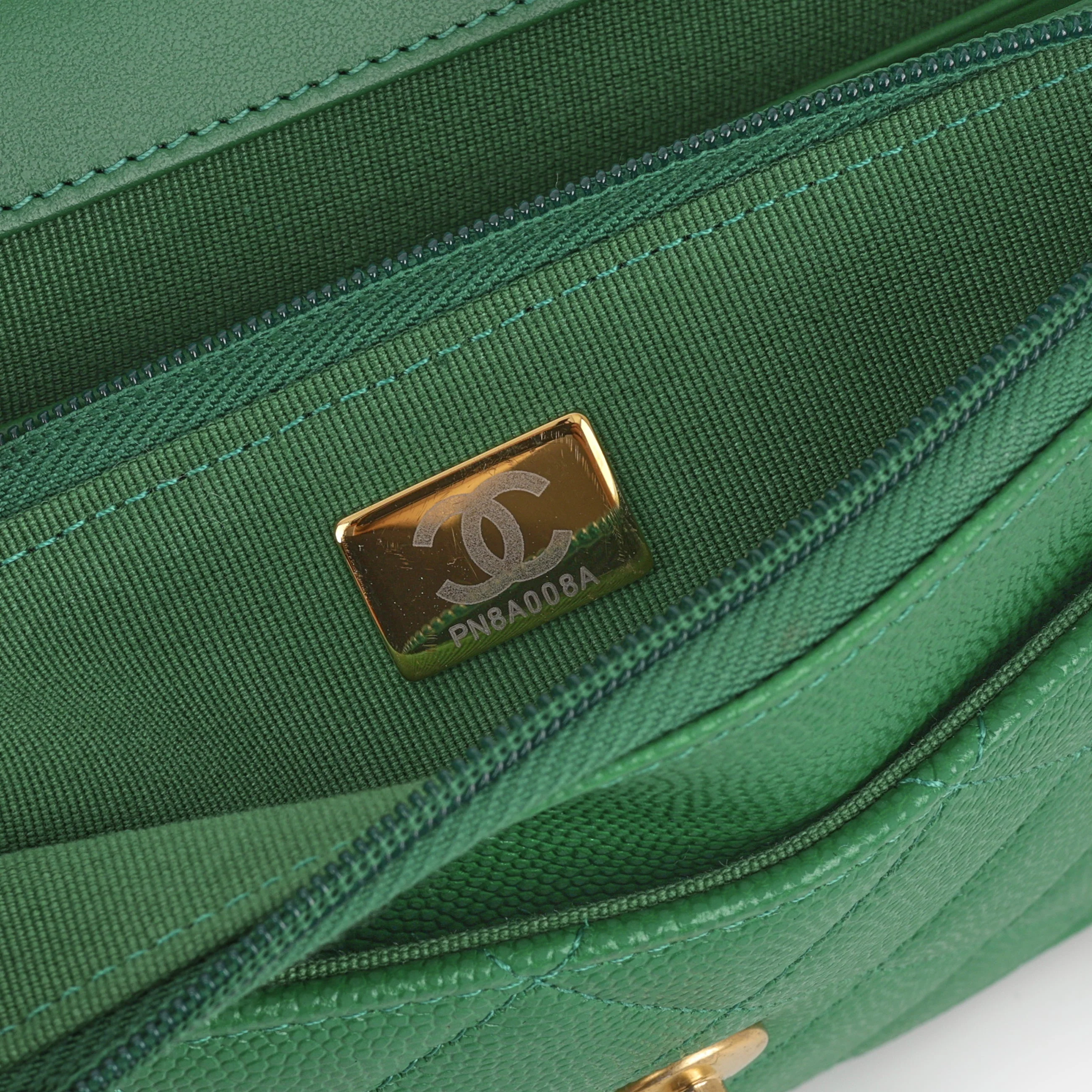 Chanel Medallion Wallet On Chain - Green Caviar | Gold Hardware - Image 6