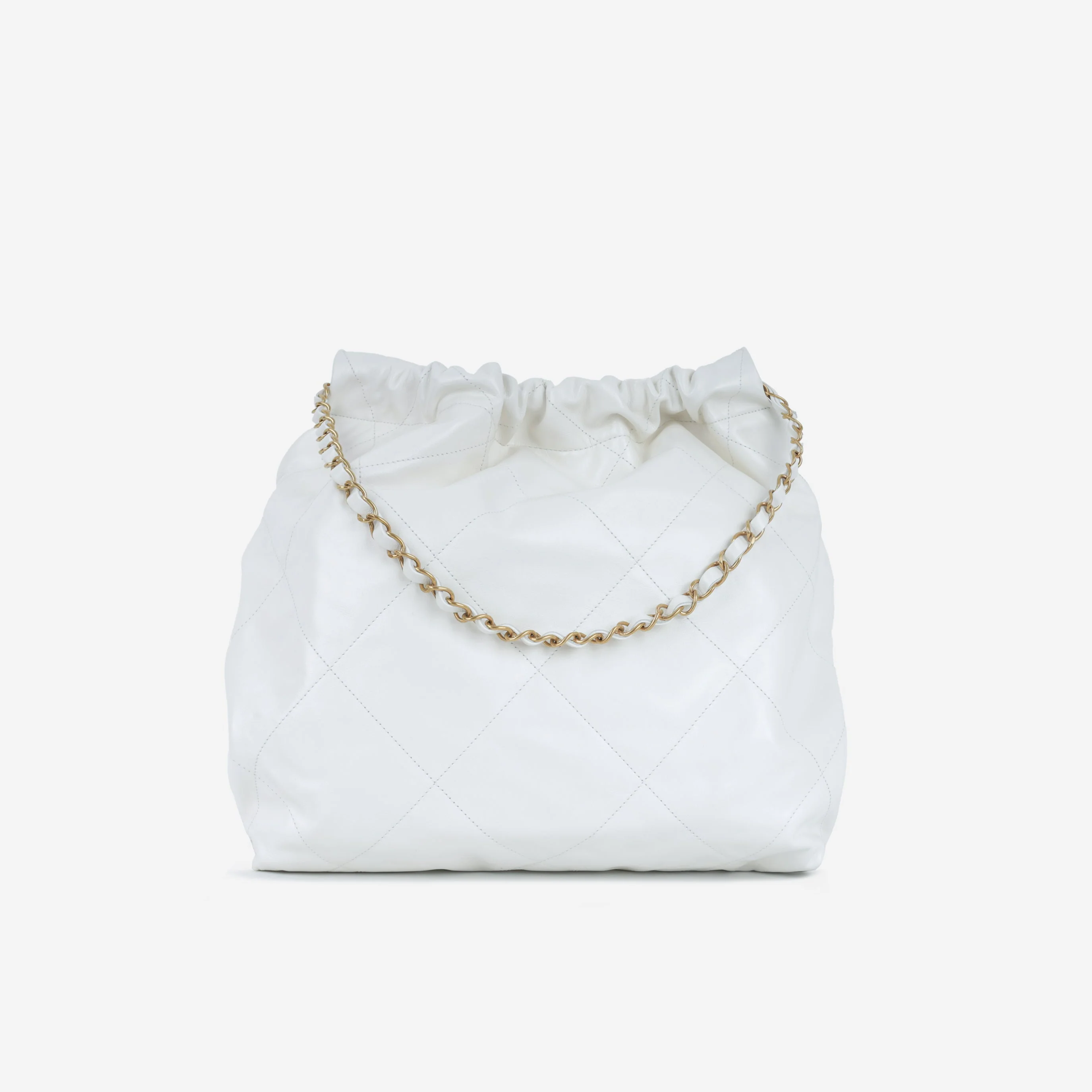 Chanel Medium 22 Hobo - White Shiny Calfskin | Gold Hardware - Image 3