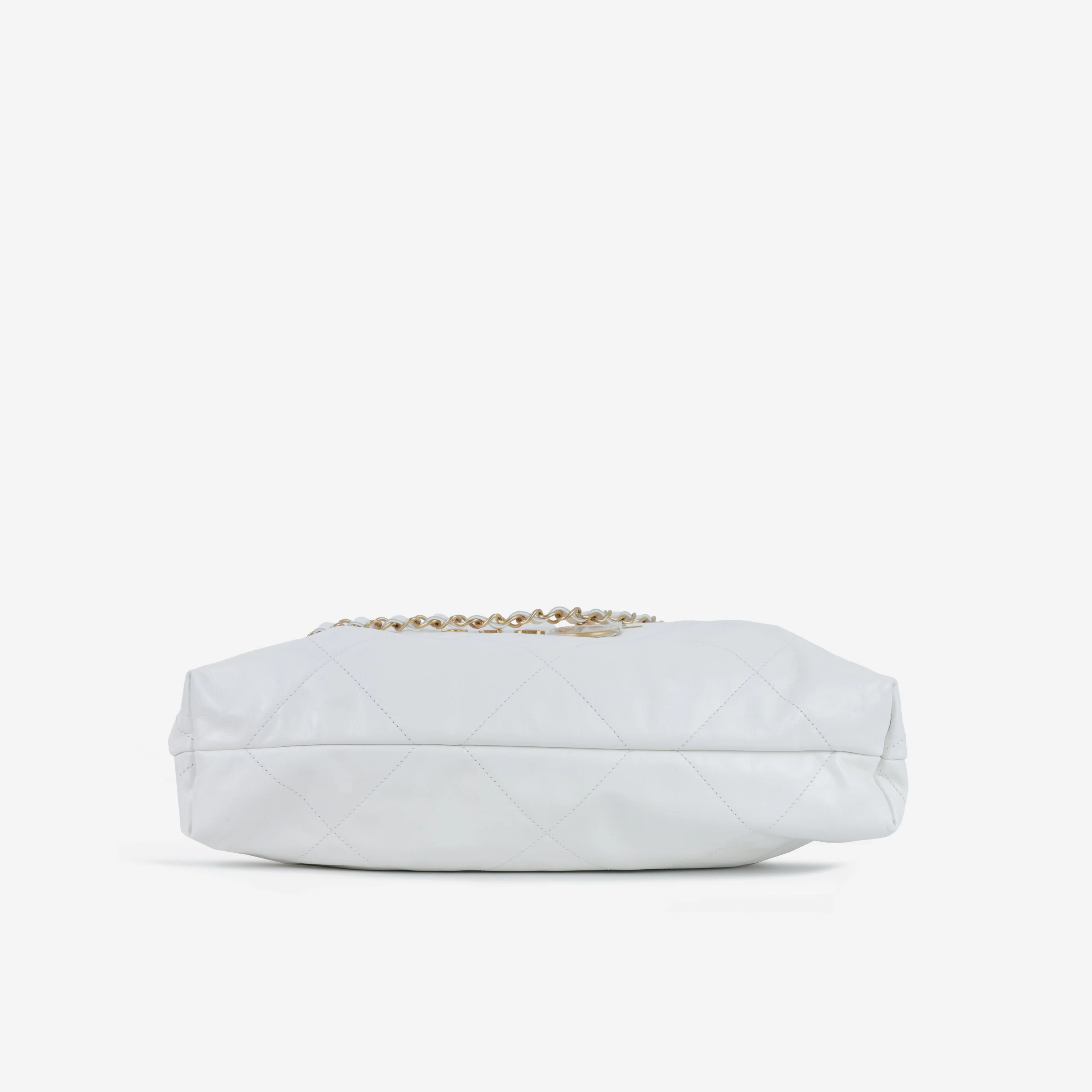 Chanel Medium 22 Hobo - White Shiny Calfskin | Gold Hardware - Image 4