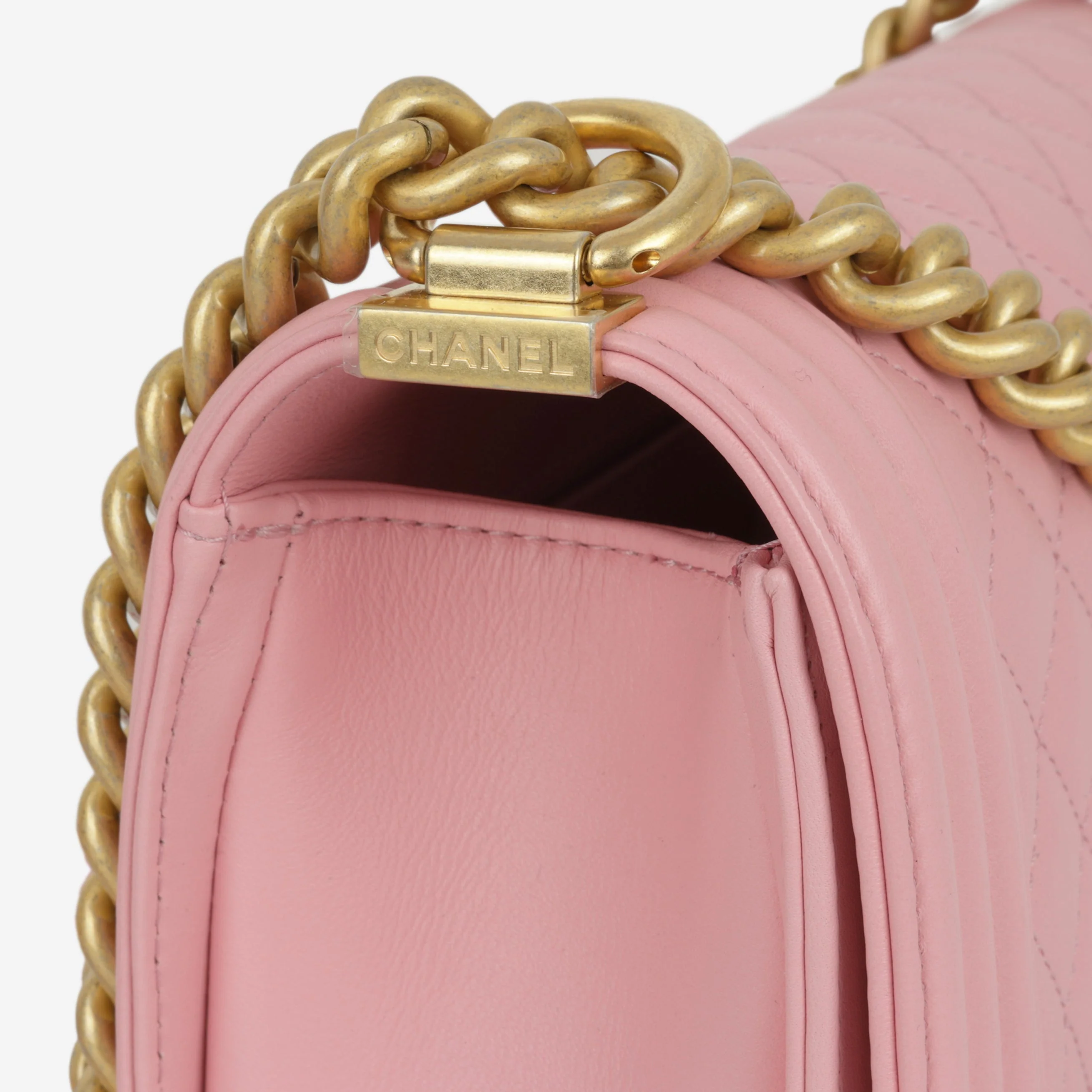 Chanel Medium Boy Bag - Pink Lambskin | Aged Gold Hardware - Image 5