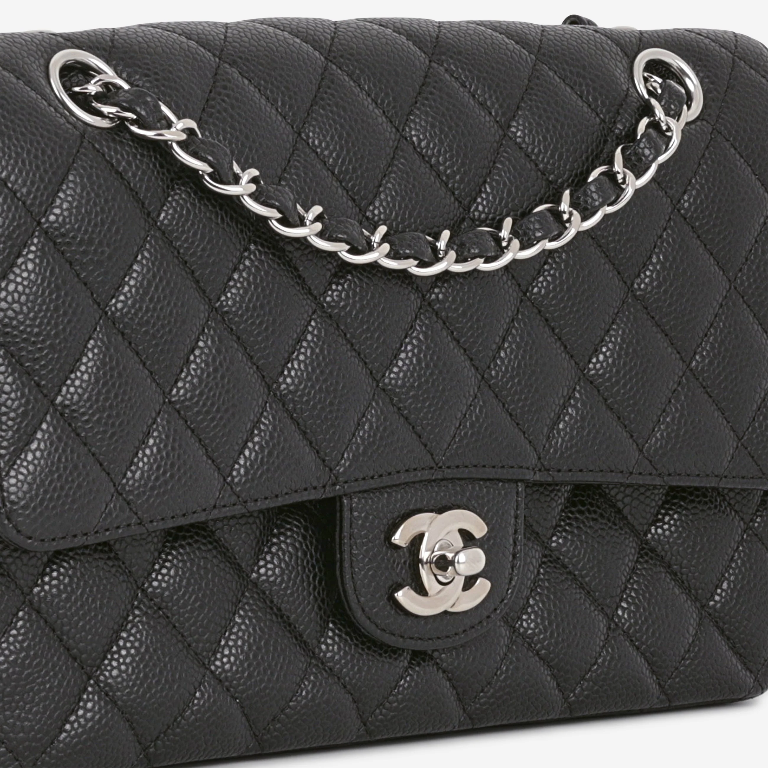 Chanel Medium Classic Flap - Black Caviar | Silver Hardware (2014) - Image 7
