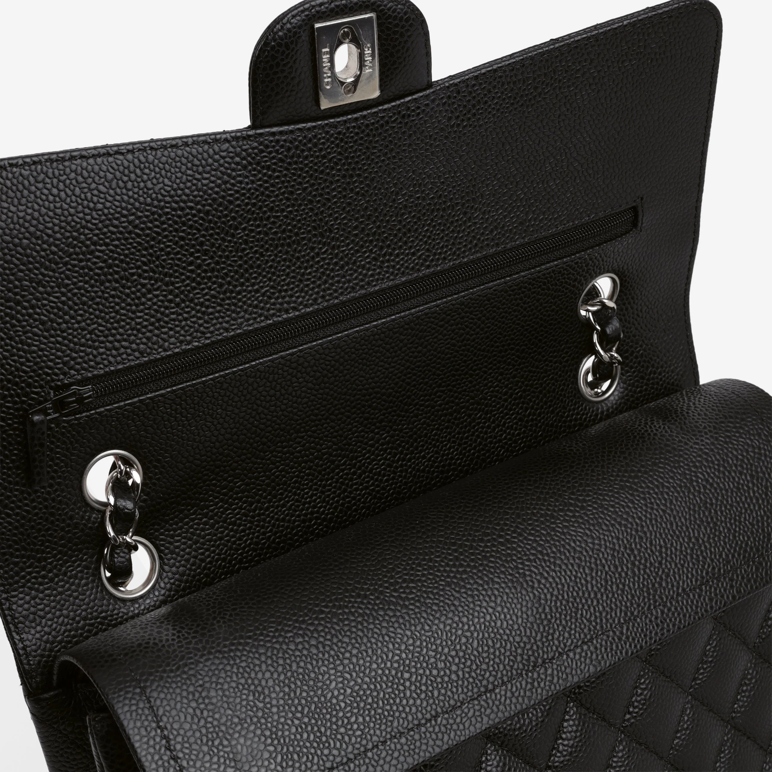 Chanel Medium Classic Flap - Black Caviar | Silver Hardware - Image 5