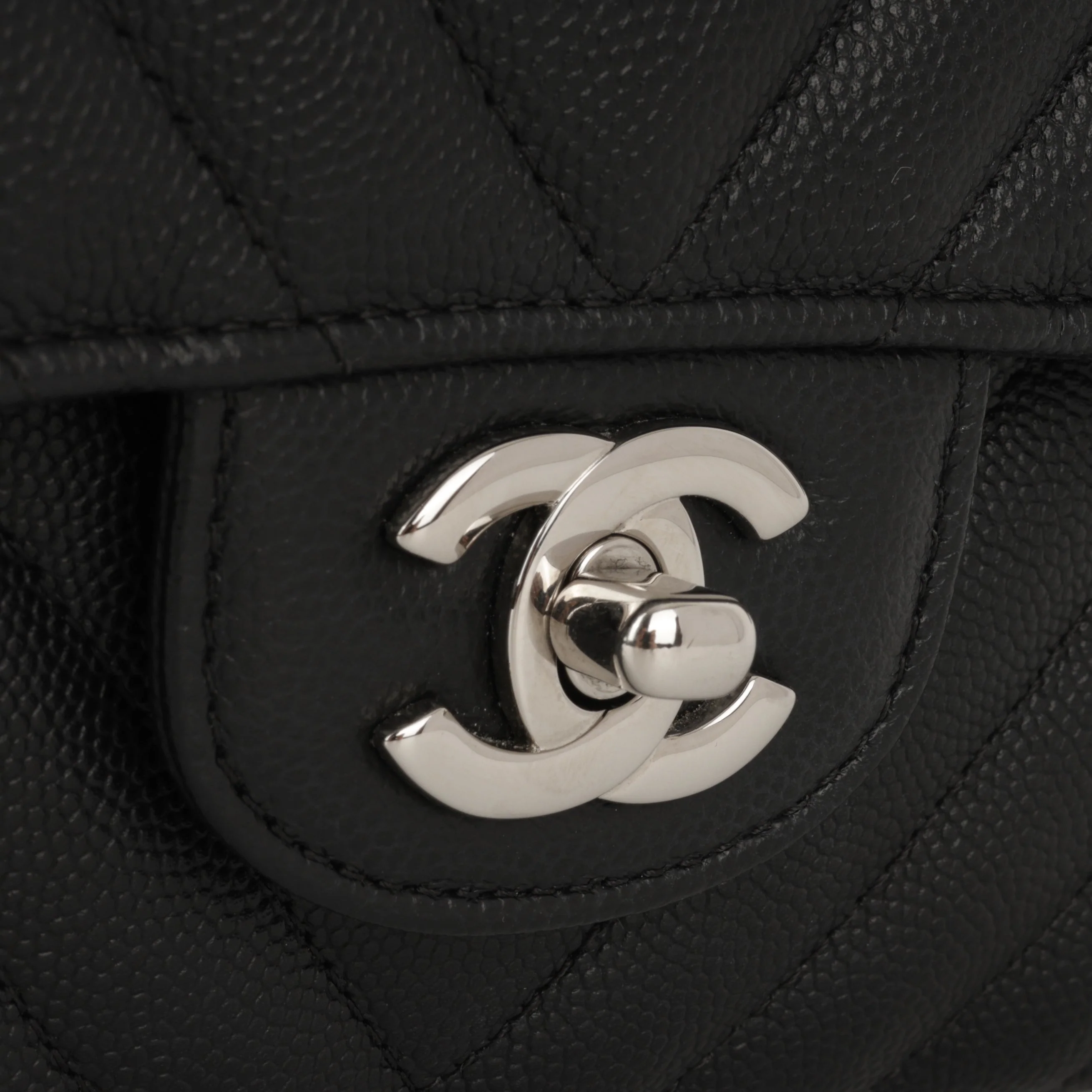Chanel Medium Classic Flap - Black Chevron | Silver Hardware - Image 9