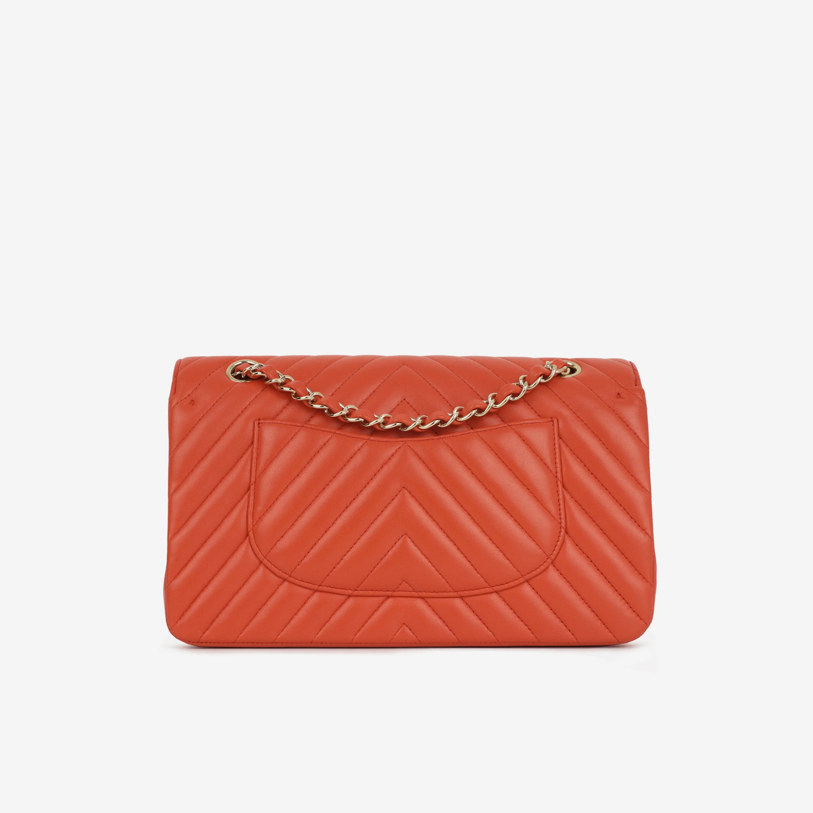 Chanel Medium Classic Flap - Coral Chevron Lambskin | Gold Hardware - Image 3