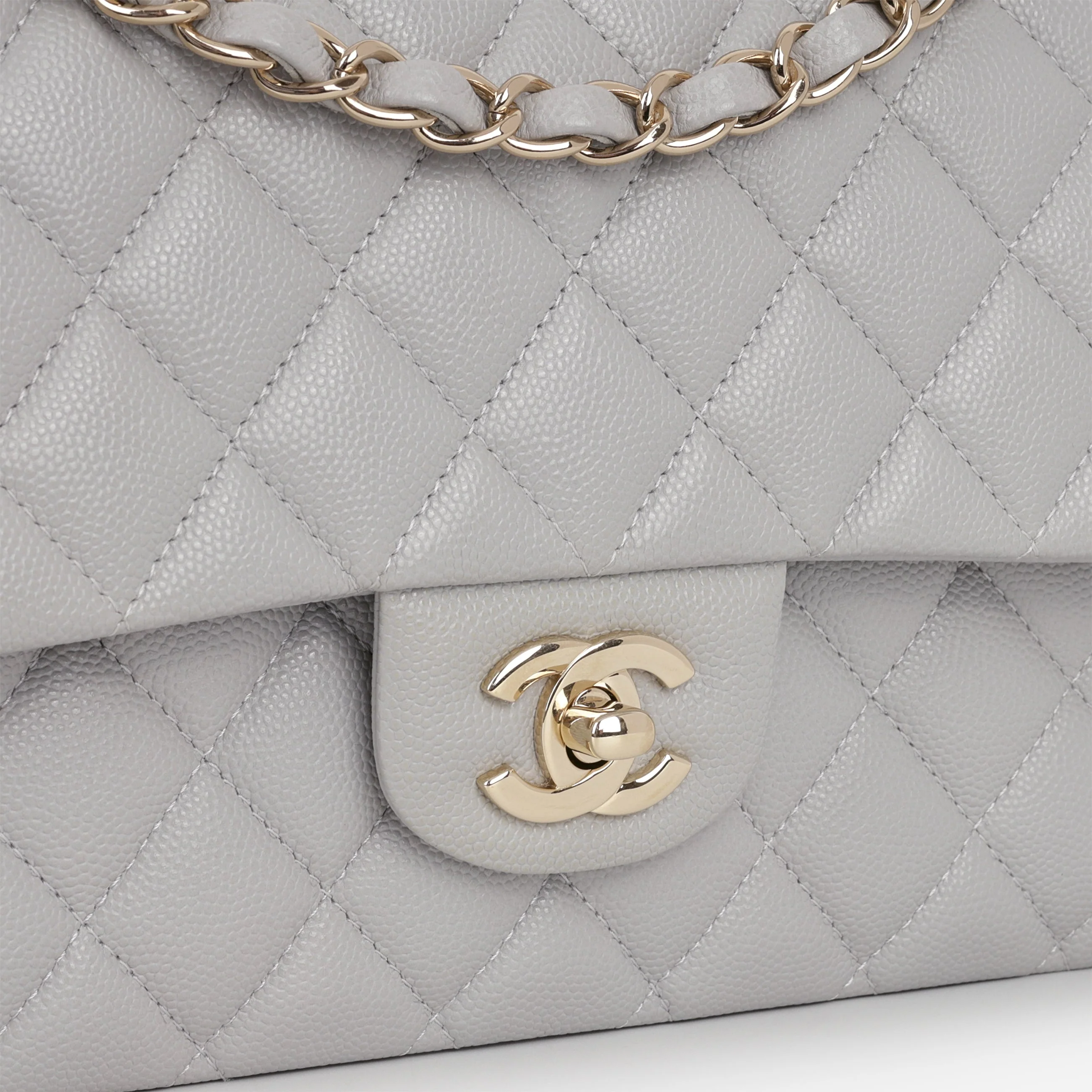 Chanel Medium Classic Flap - Grey Caviar | Champagne Gold Hardware - Image 8