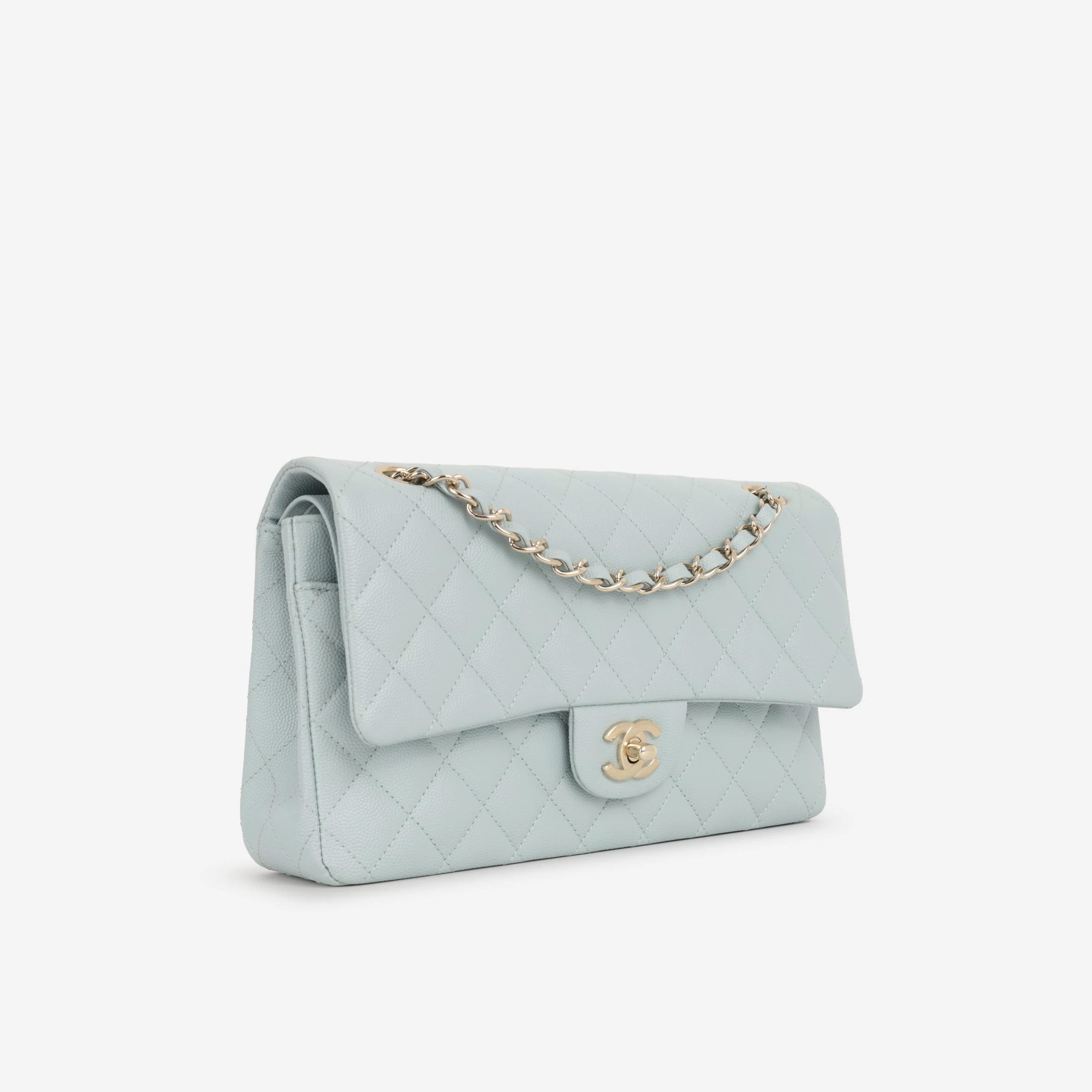 Chanel Medium Classic Flap - Light Blue Caviar | Champagne Gold Hardware - Image 2