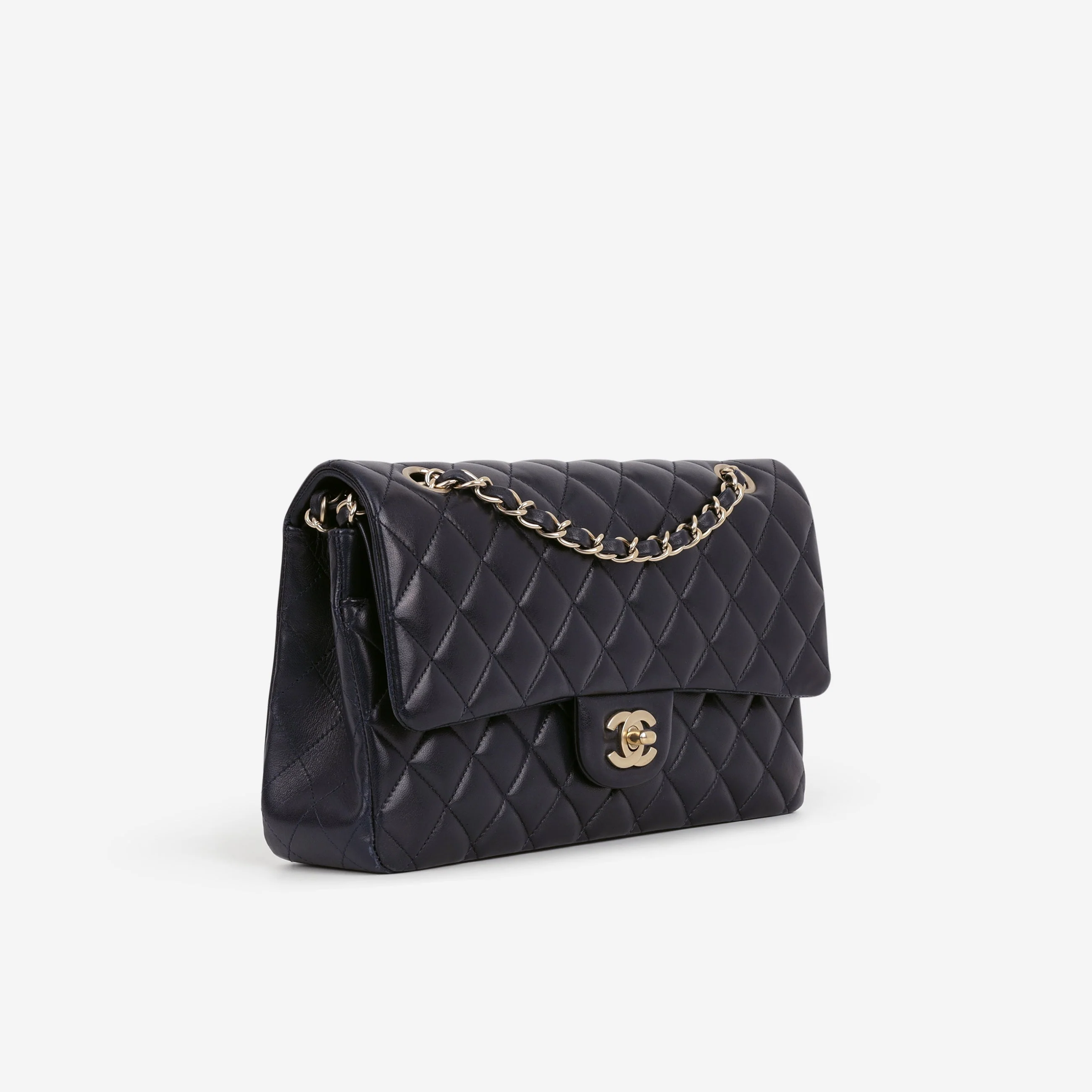 Chanel Medium Classic Flap - Navy Lambskin | Brushed Gold Hardware - Image 2