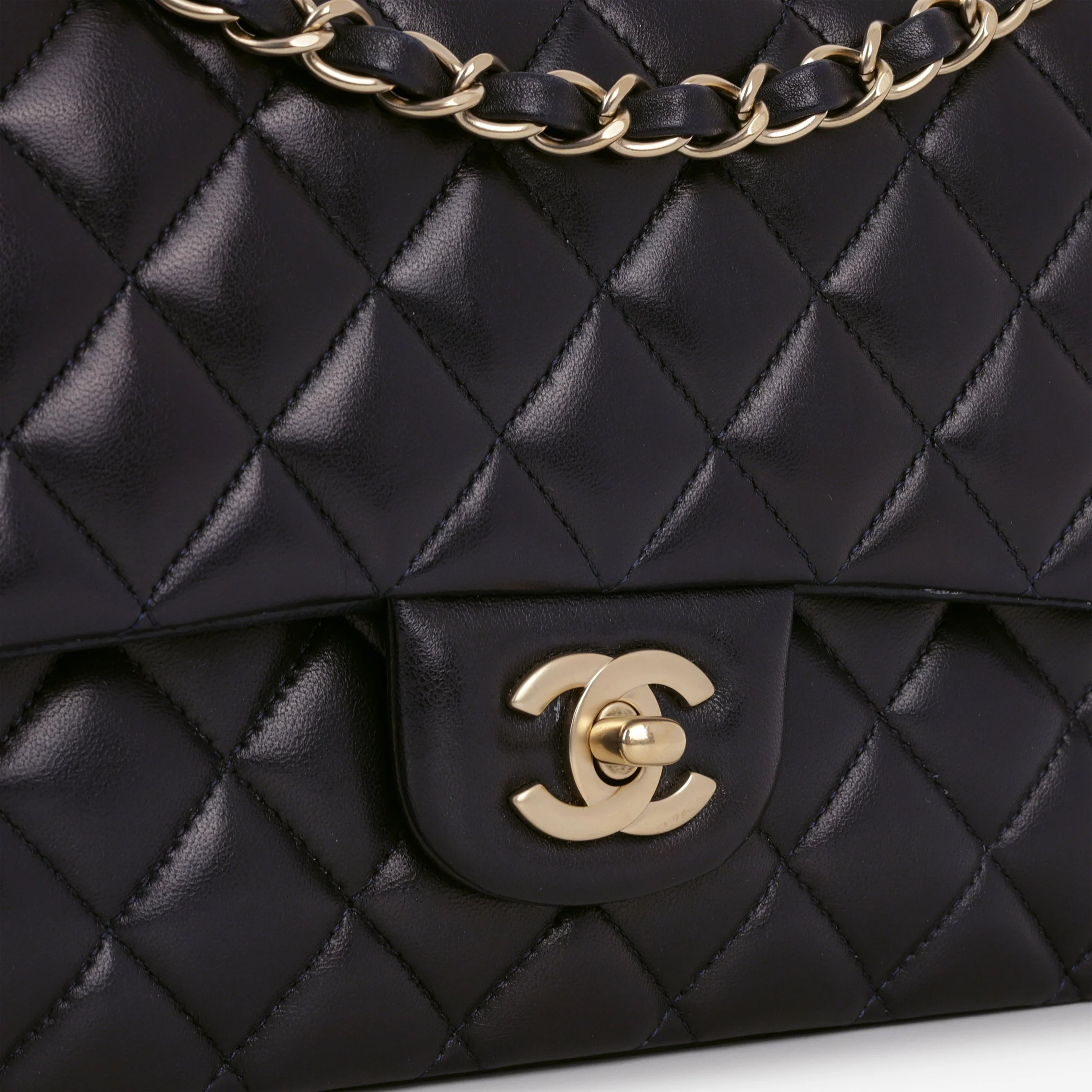 Chanel Medium Classic Flap - Navy Lambskin | Brushed Gold Hardware - Image 3