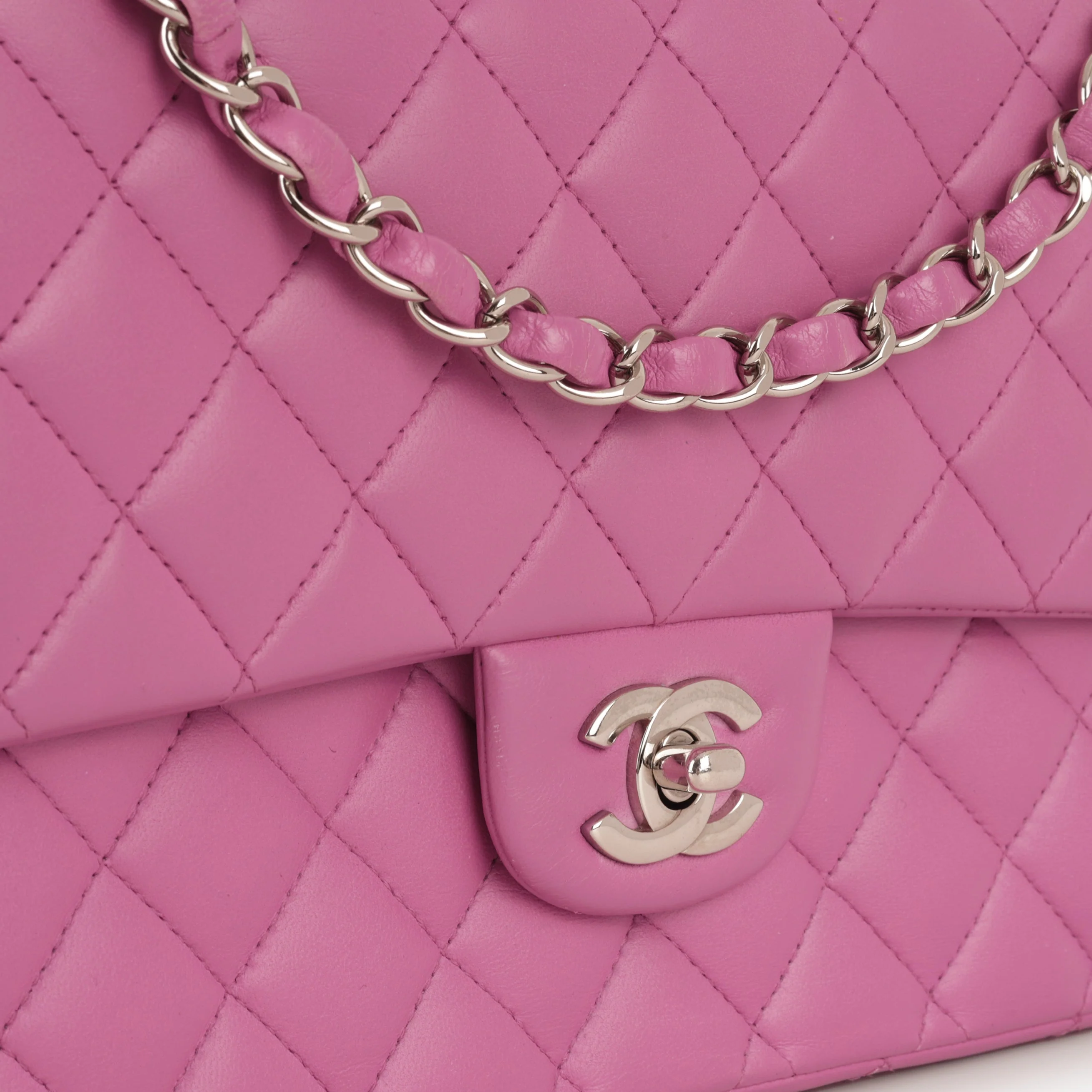 Chanel Medium Classic Flap - Purple Lambskin | Silver Hardware - Image 10