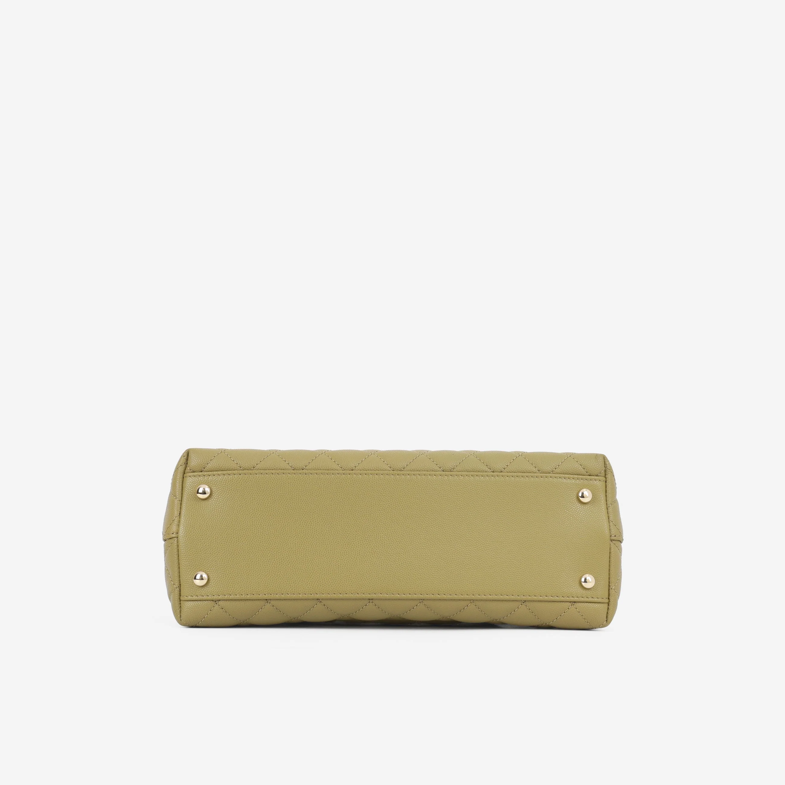 Chanel Medium Coco Handle - Olive Green Caviar | Champagne Gold Hardware - Image 4