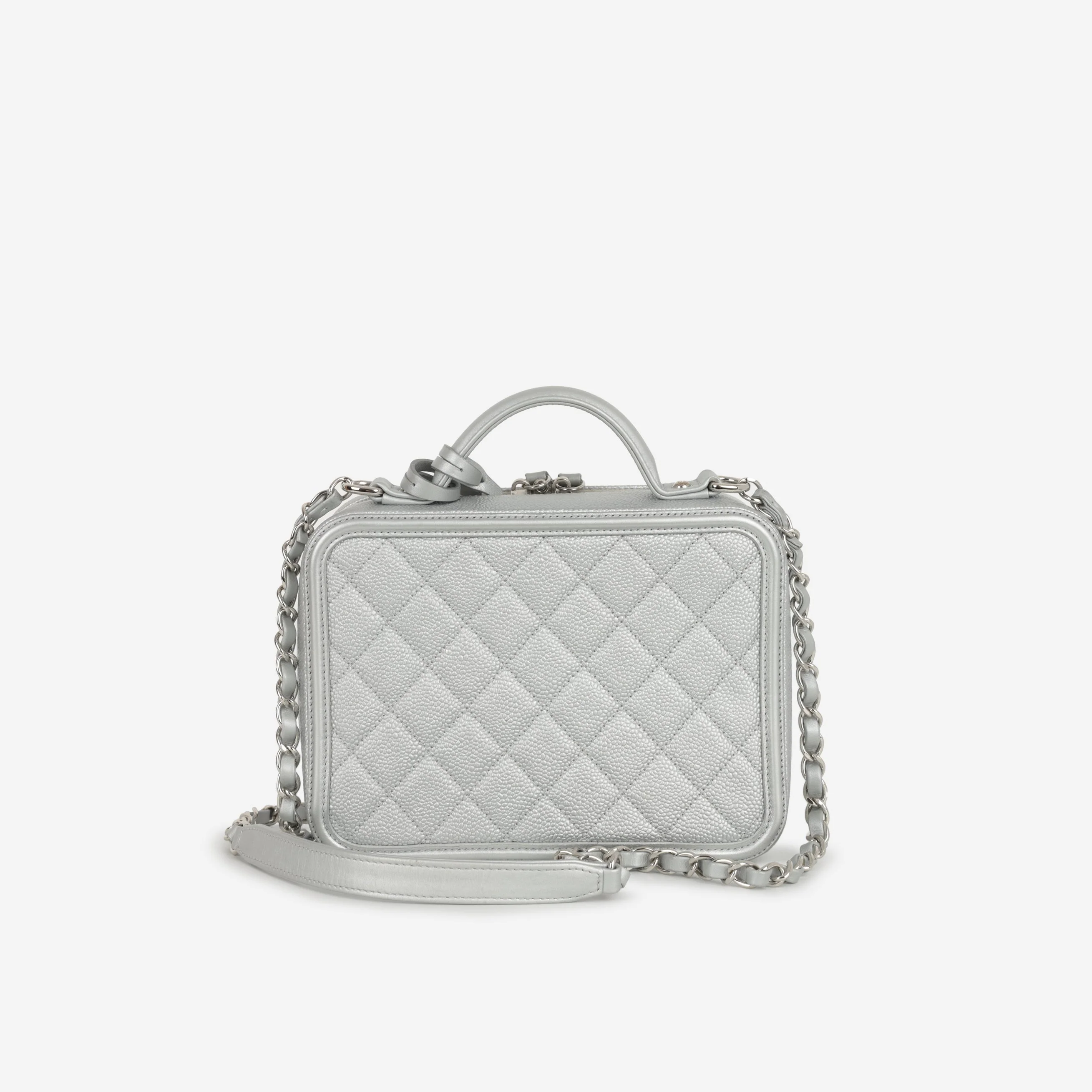 Chanel Medium Filigree Vanity Case - Silver Caviar | Silver Hardware - Image 3