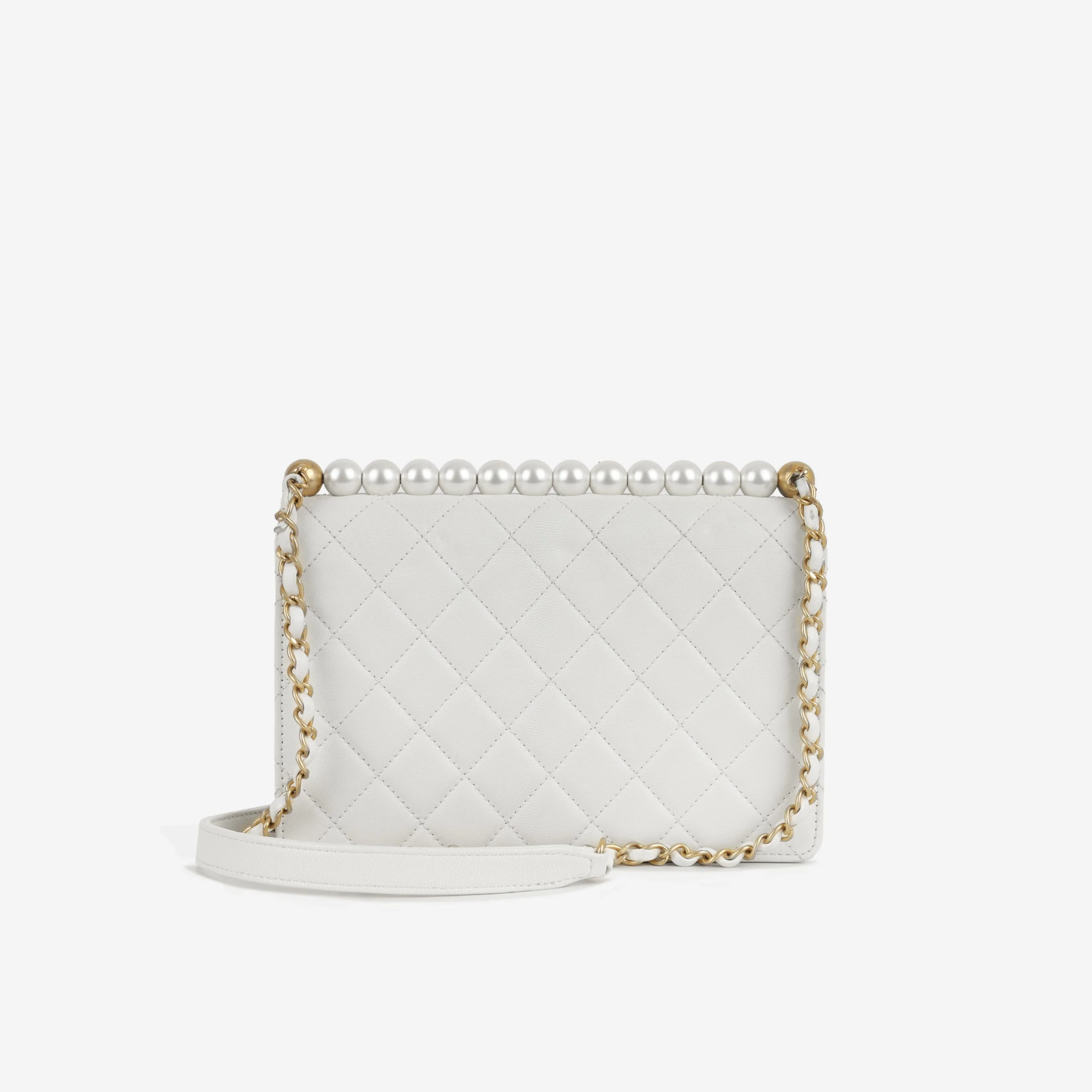 Chanel Medium Pearl Flap - White Calfskin | Gold Hardware - Image 2