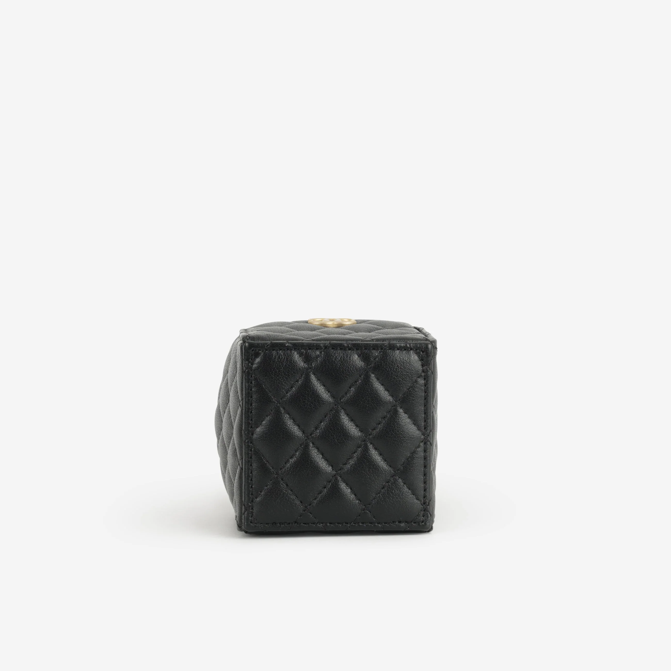Chanel Micro Drawstring Bucket Bag - Black Lambskin | Aged Gold Hardware - Image 4