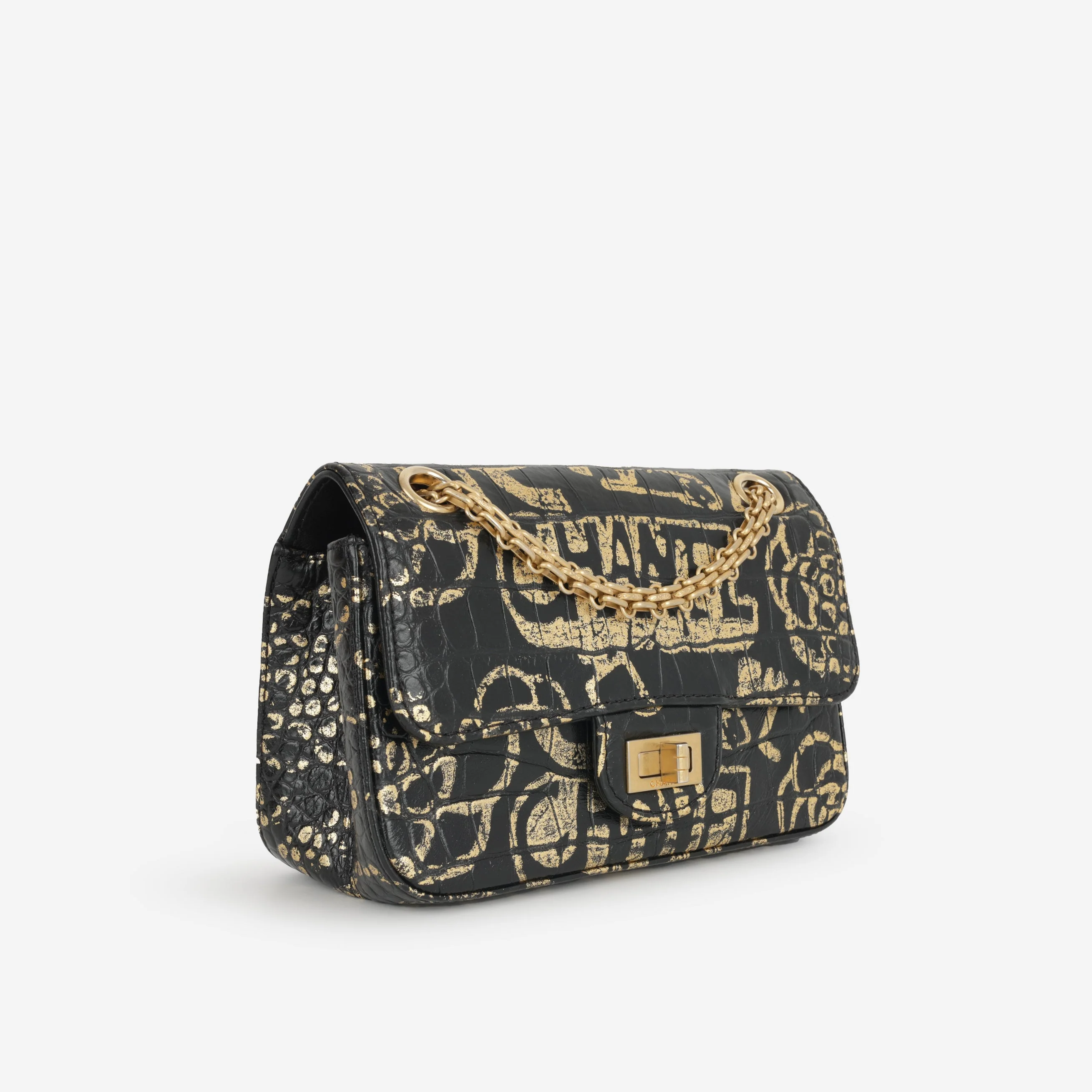 Chanel Mini 2.55 Reissue 224 - Graffiti Croc Embossed | Gold Hardware - Image 2
