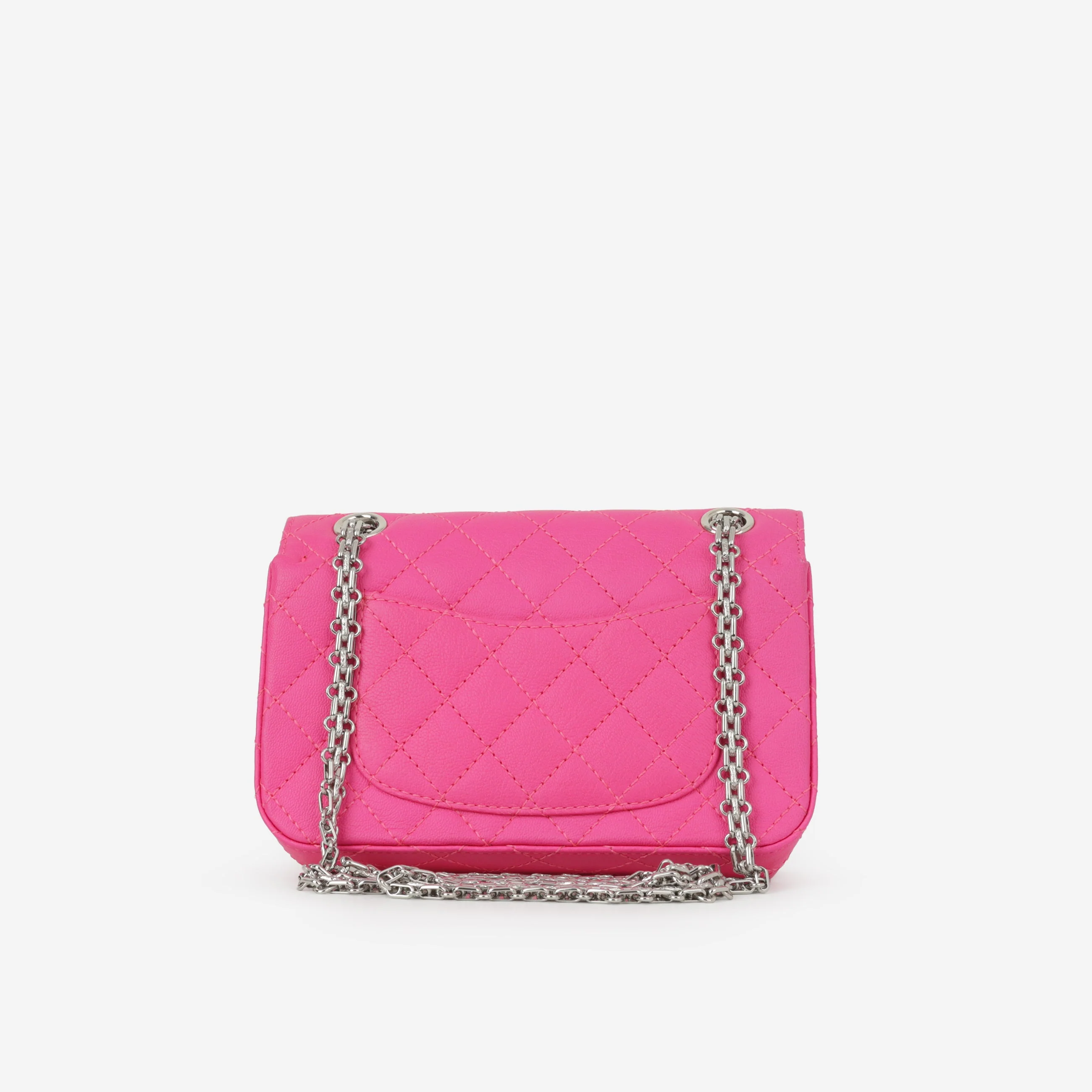 Chanel Mini 2.55 Reissue 224 - Pink Goatskin | Silver Hardware - Image 3