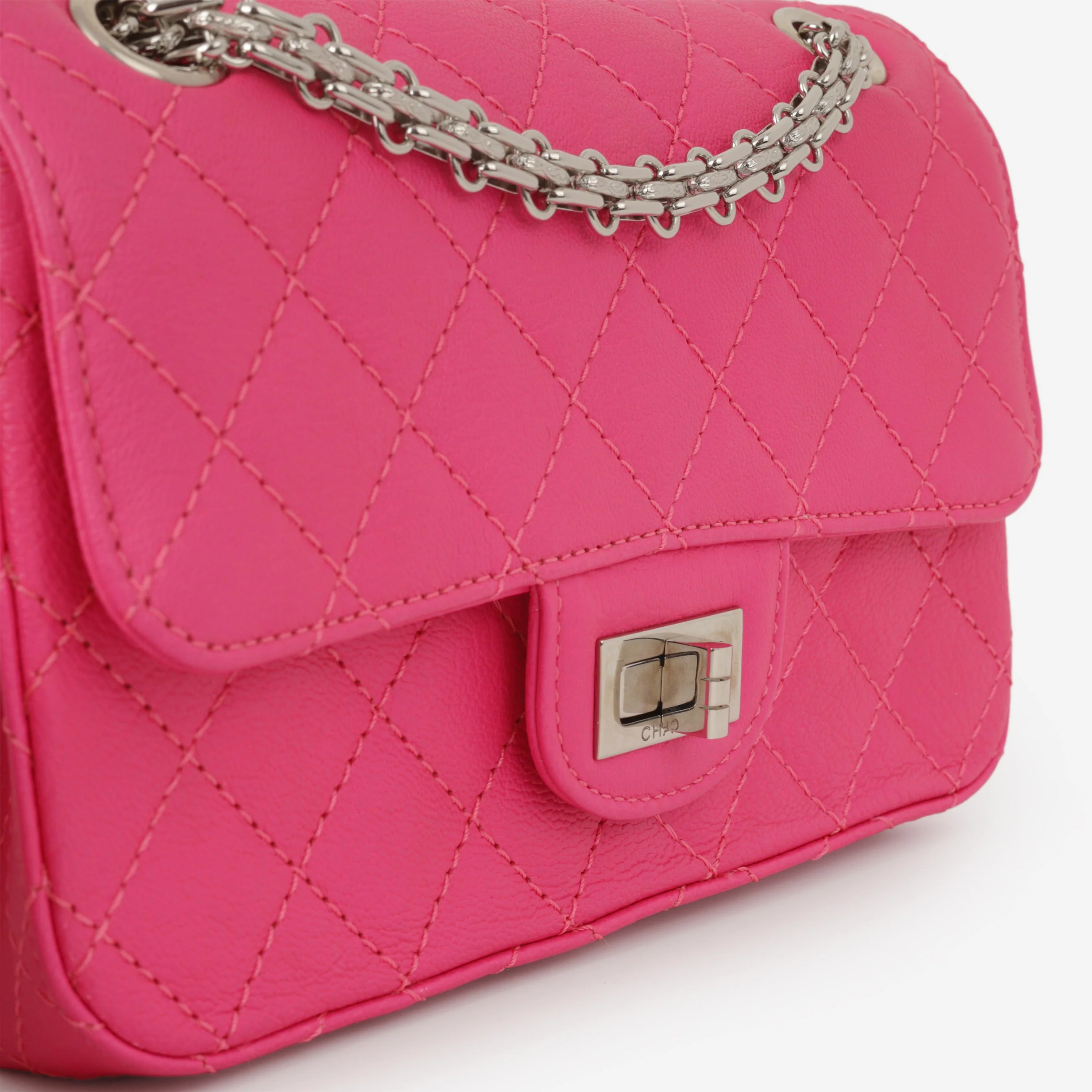 Chanel Mini 2.55 Reissue 224 - Pink Goatskin | Silver Hardware - Image 7