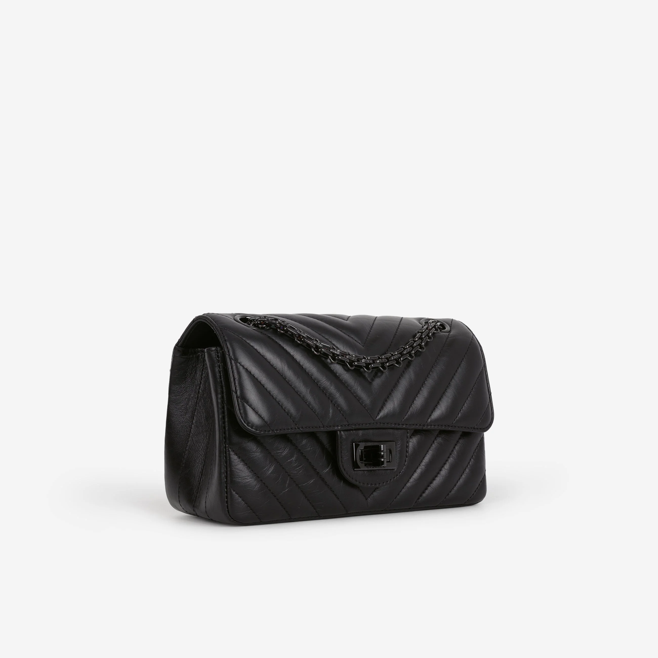 Chanel Mini 2.55 Reissue 224 - So Black Chevron Calfskin - Image 2