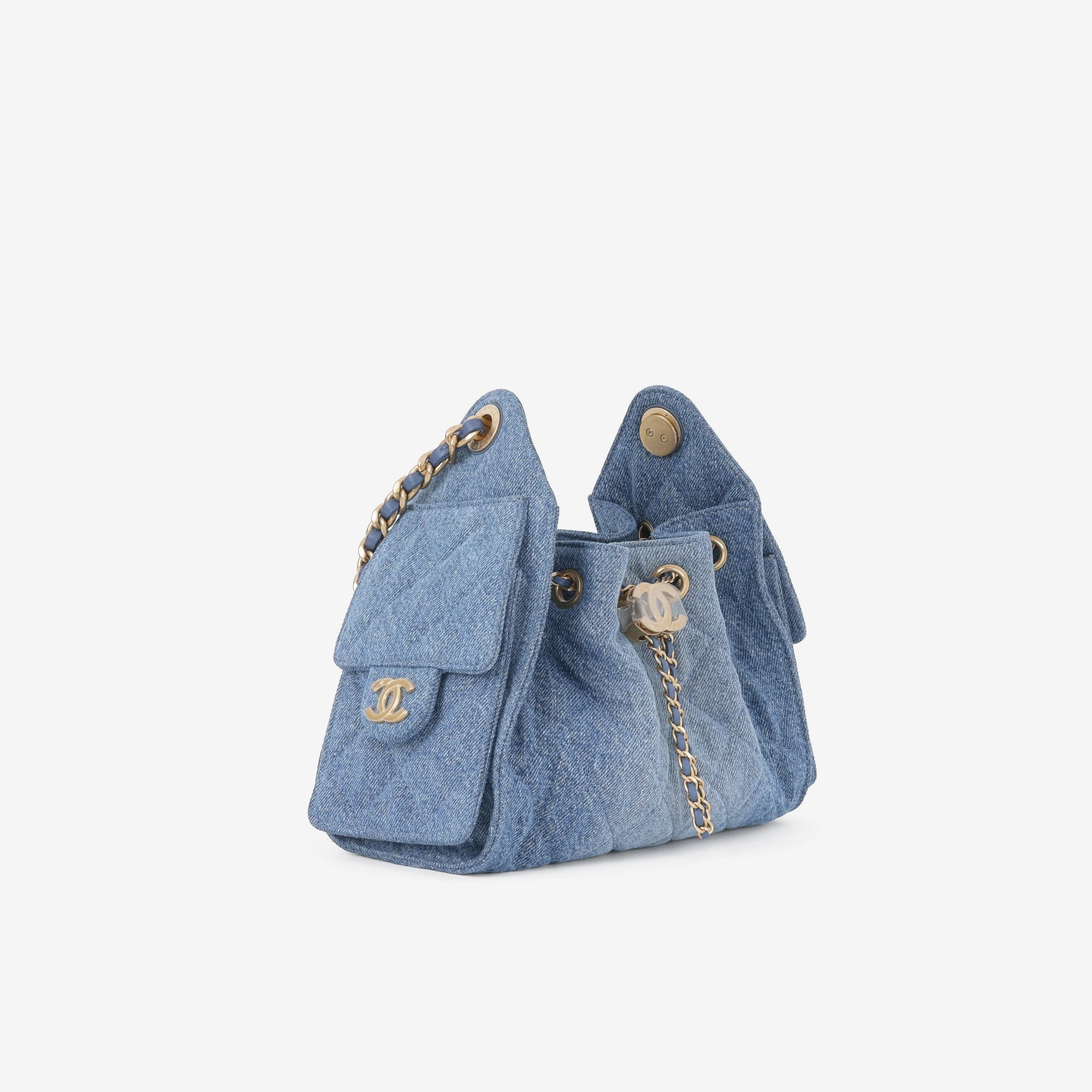Chanel Mini 25 Hobo - Blue Washed Denim | Gold Hardware - Image 2
