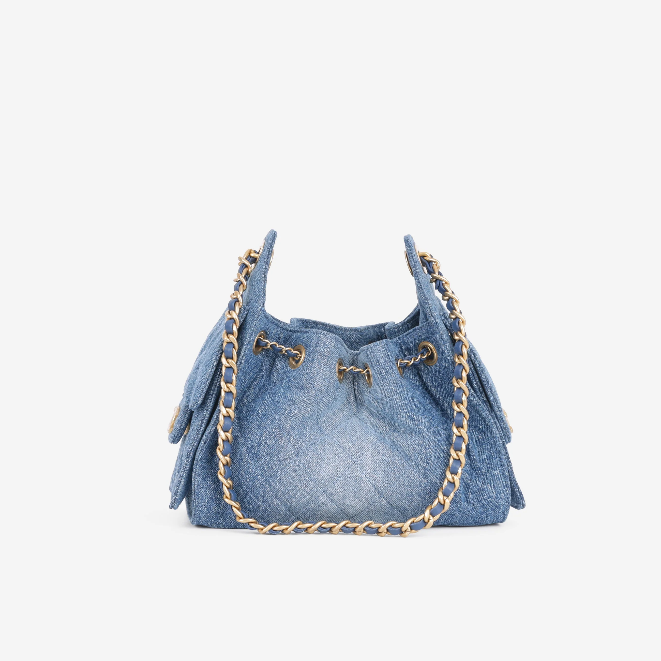 Chanel Mini 25 Hobo - Blue Washed Denim | Gold Hardware - Image 3