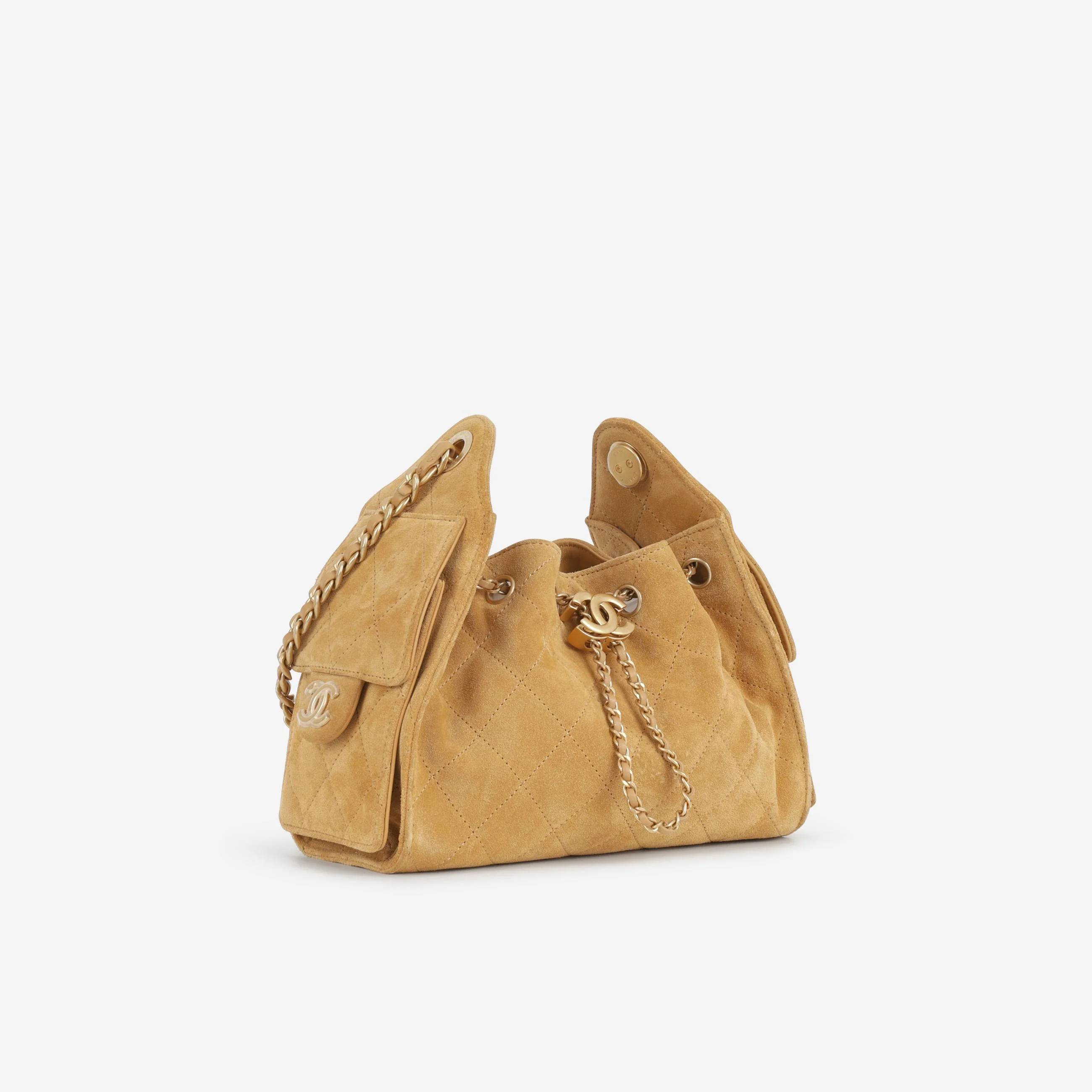 Chanel Mini 25 Hobo - Mustard Yellow Suede | Gold Hardware - Image 2