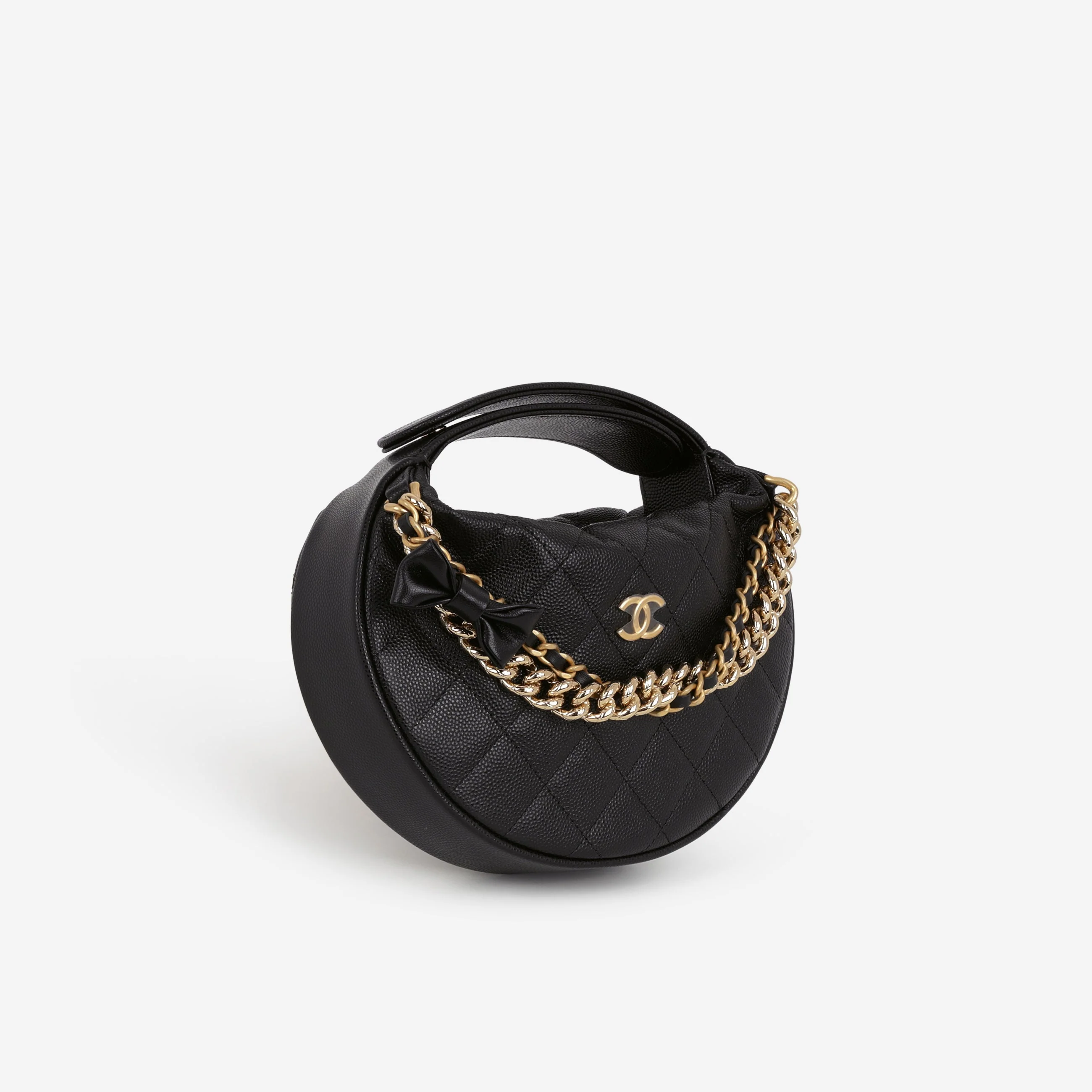 Chanel Mini Bow Hobo Pouch - Black Caviar | Gold Hardware - Image 2