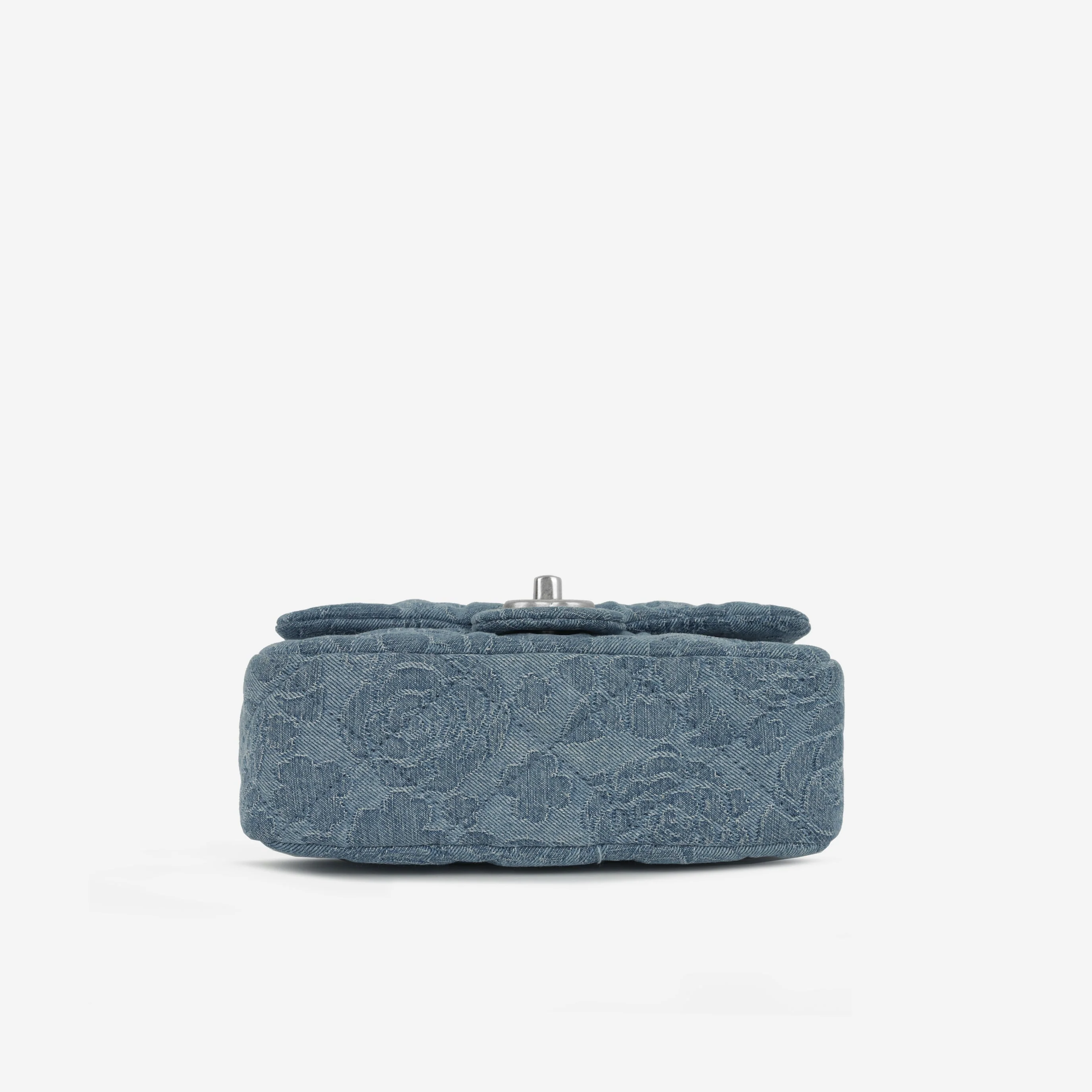 Chanel Mini Camellia Heart Crush - Blue Embroidered Denim | Silver Hardware - Image 4