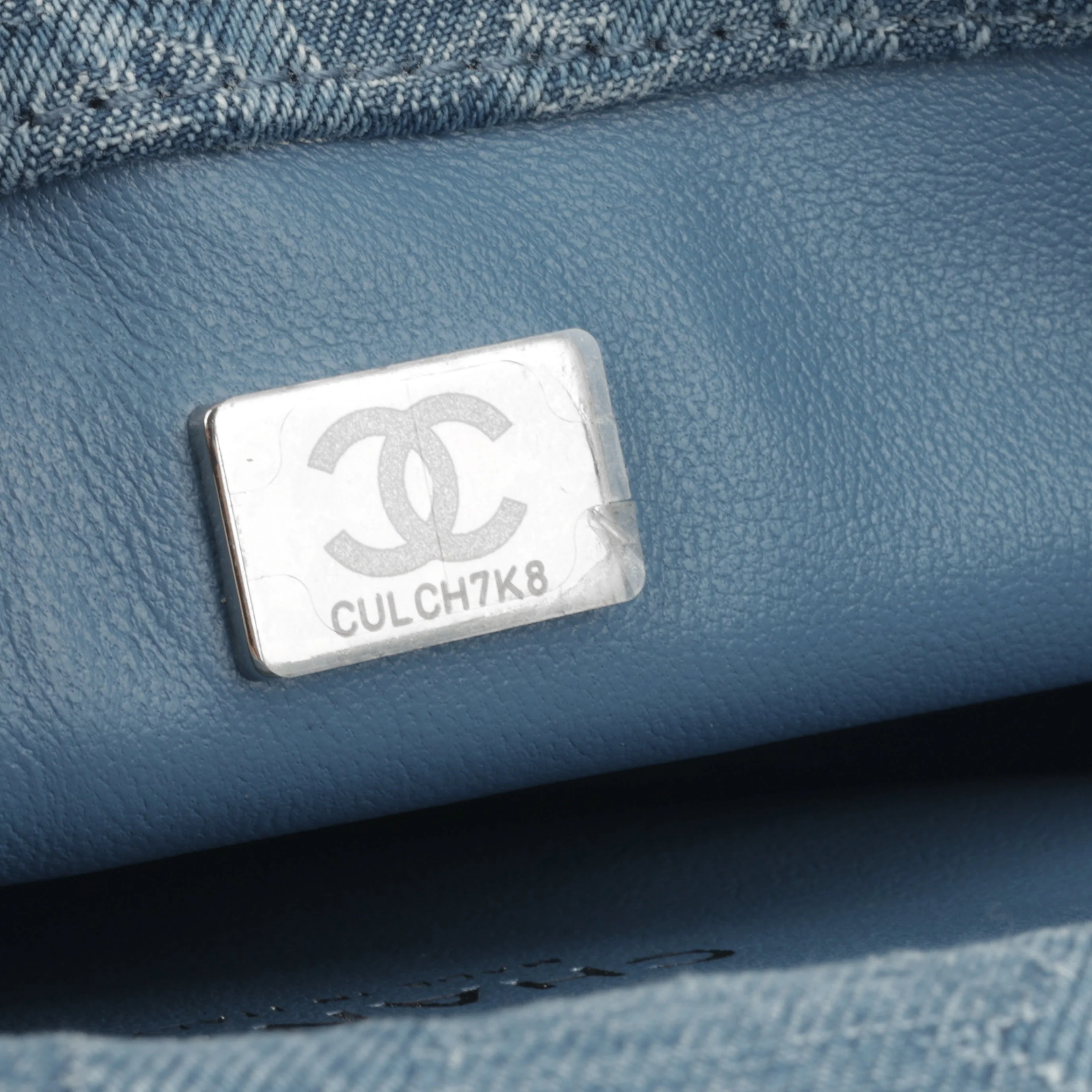 Chanel Mini Camellia Heart Crush - Blue Embroidered Denim | Silver Hardware - Image 8
