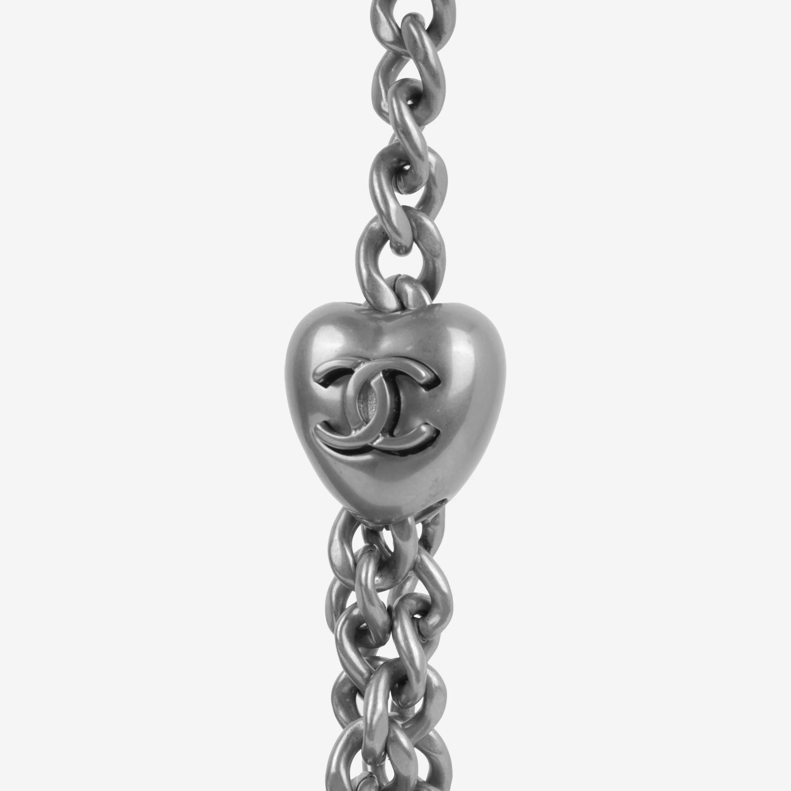 Chanel Mini Camellia Heart Crush - Blue Embroidered Denim | Silver Hardware - Image 9