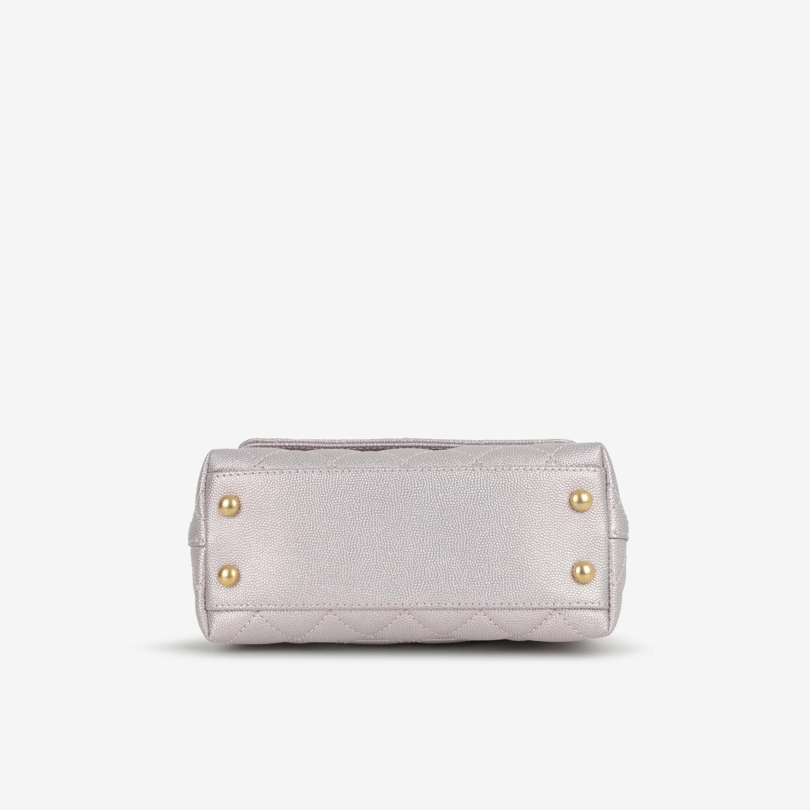 Chanel Mini Coco Handle - Iridescent Lilac Caviar | Champagne Gold Hardware - Image 4