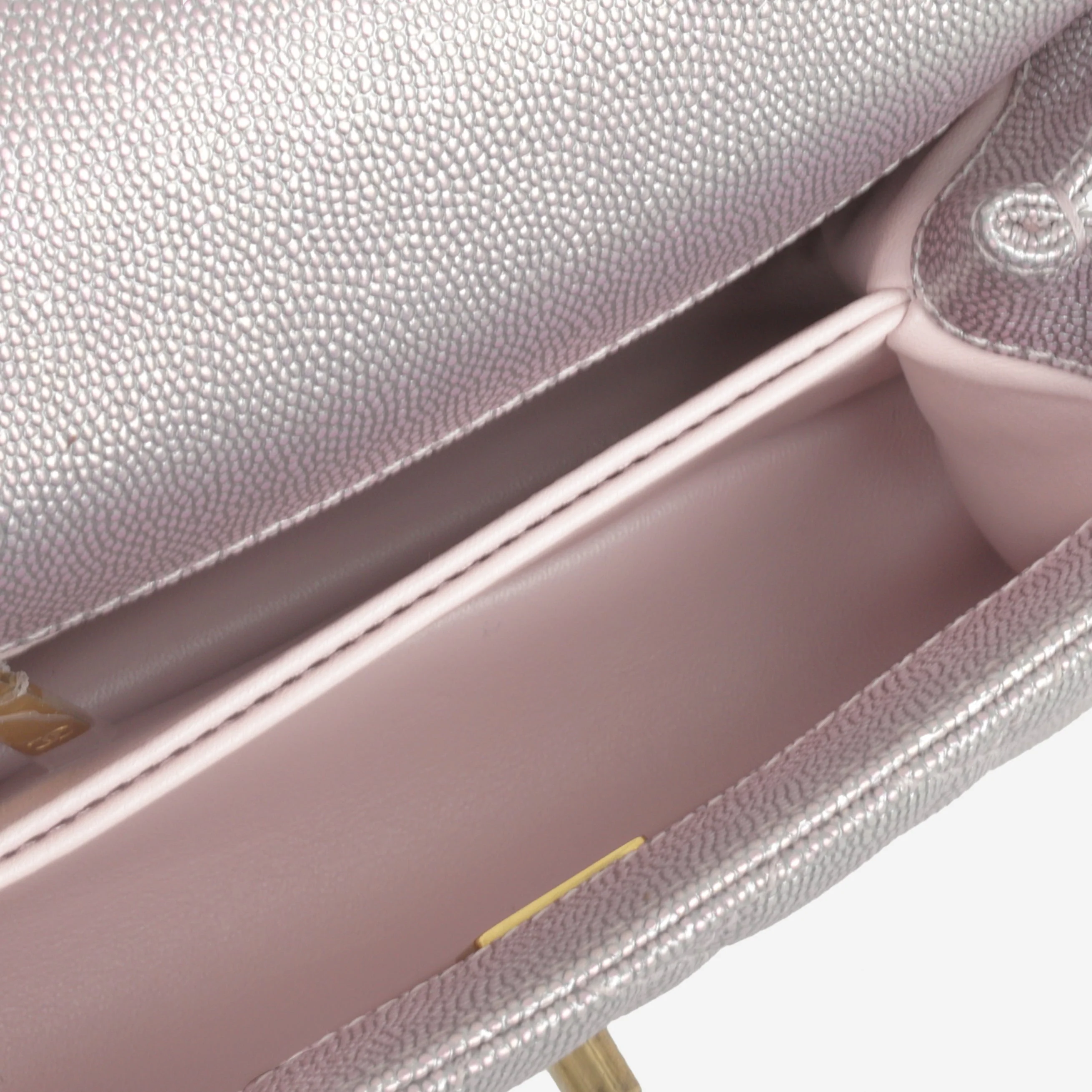 Chanel Mini Coco Handle - Iridescent Lilac Caviar | Champagne Gold Hardware - Image 5
