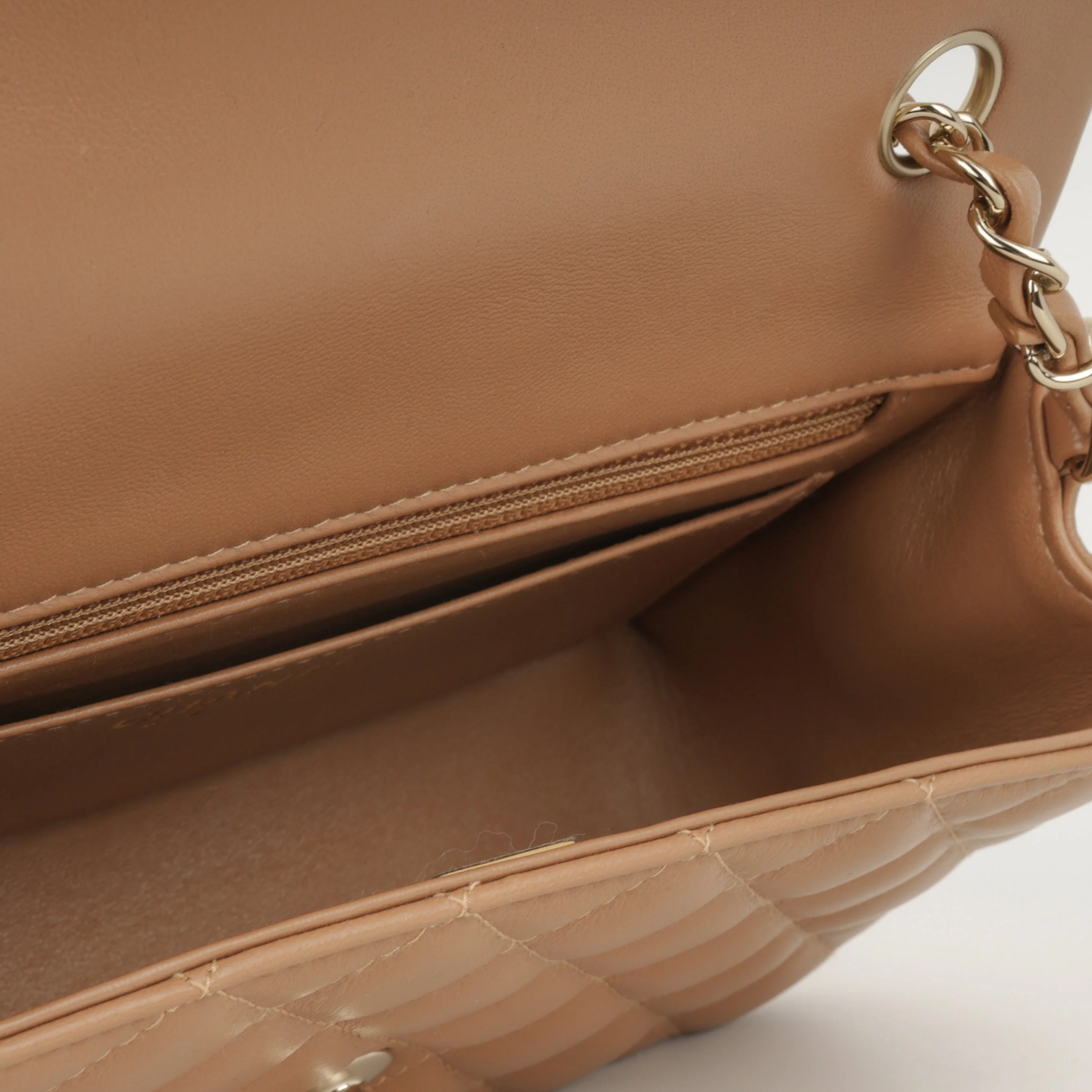 Chanel Mini Flap Rectangular - Caramel Lambskin | Champagne Gold Hardware - Image 4