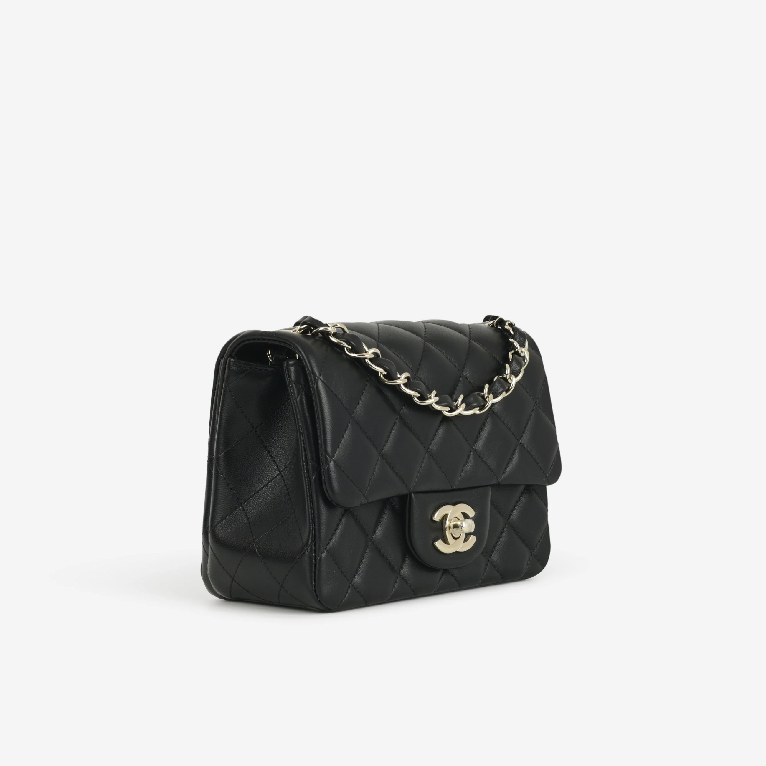 Chanel Mini Flap Square - Black Lambskin | Champagne Gold Hardware - Image 2