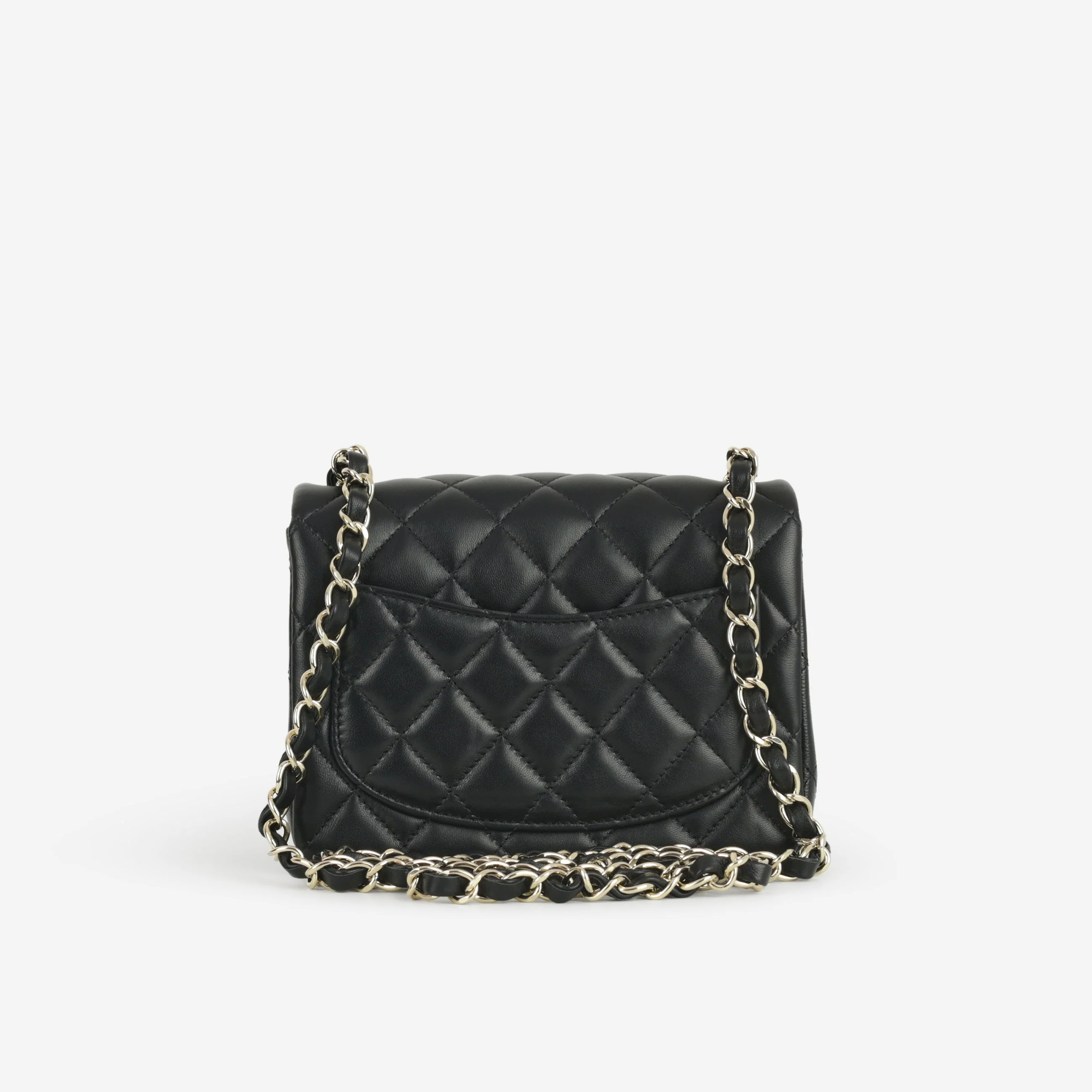 Chanel Mini Flap Square - Black Lambskin | Champagne Gold Hardware - Image 3