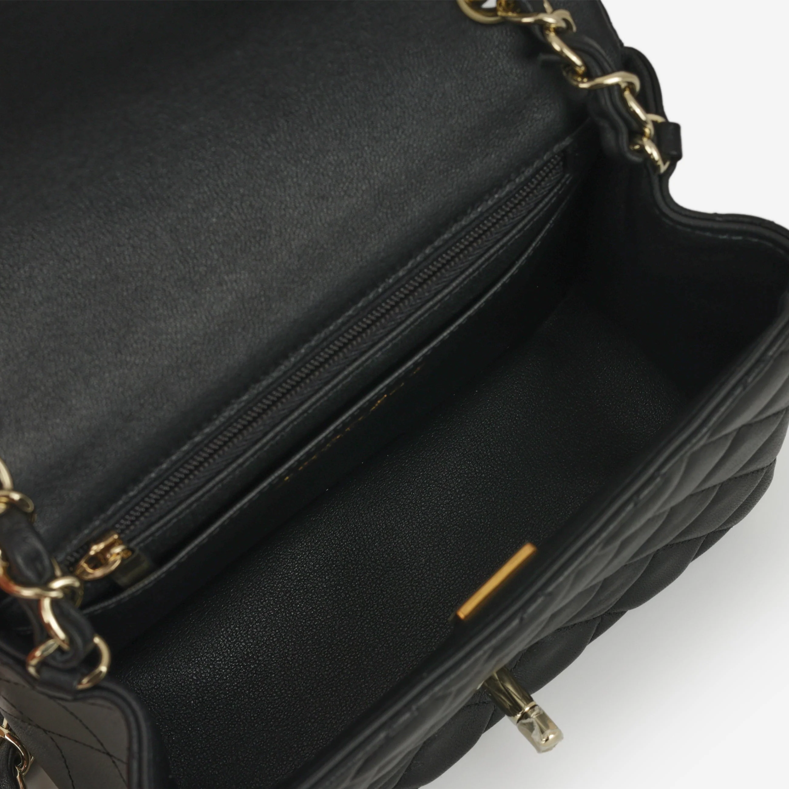Chanel Mini Flap Square - Black Lambskin | Champagne Gold Hardware - Image 5