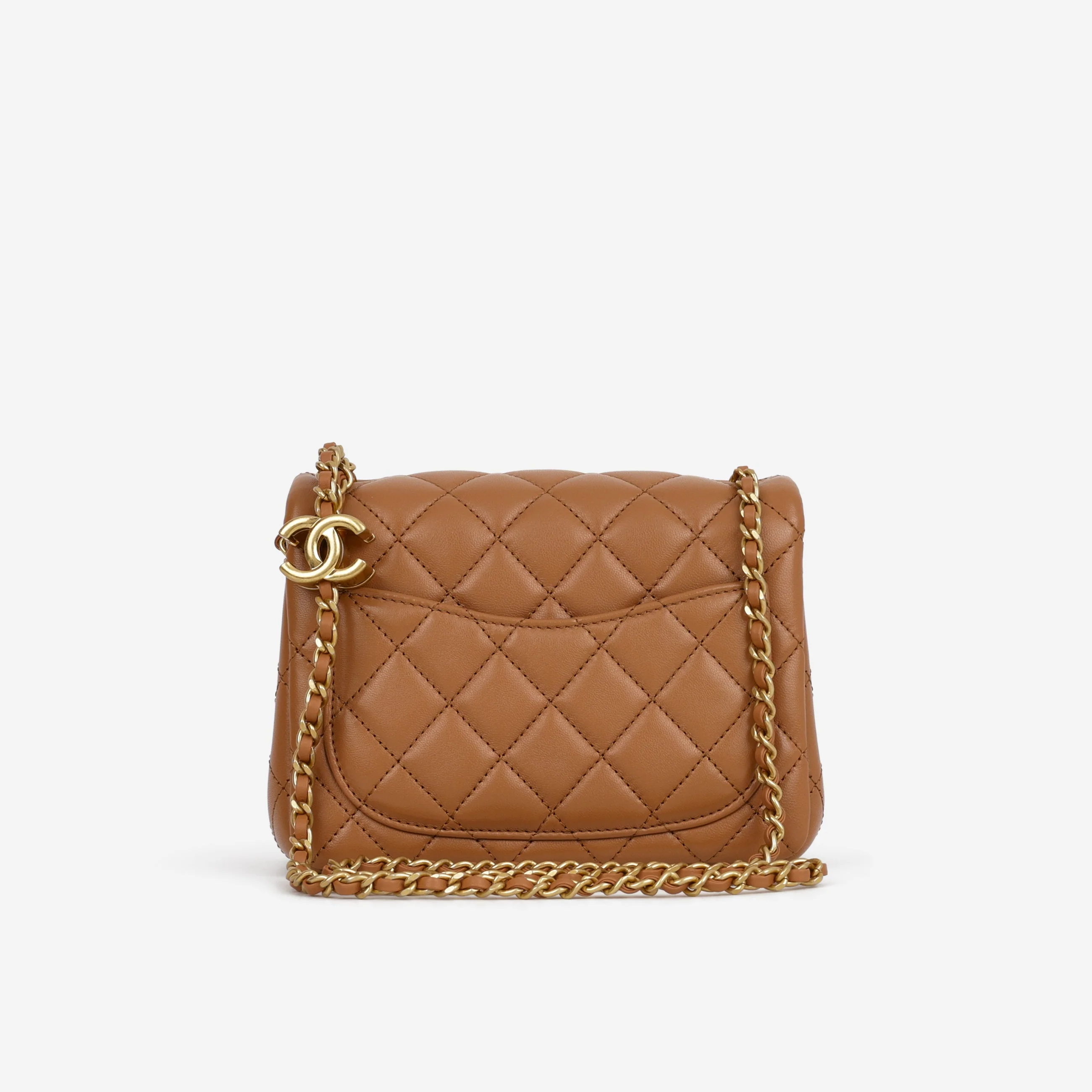 Chanel Mini Flap Square CC Crush - Caramel Lambskin | Gold Hardware - Image 3