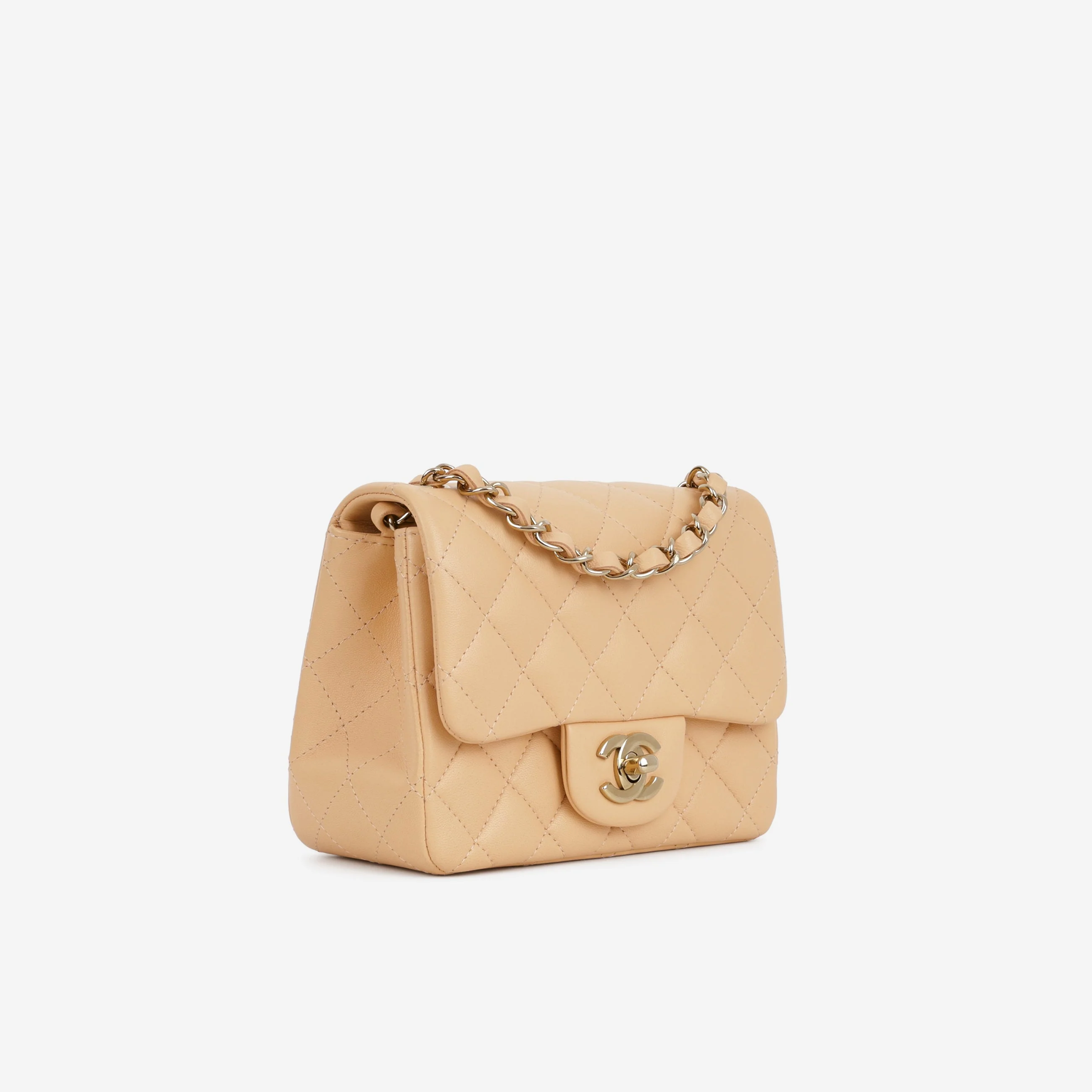 Chanel Mini Flap Square - Peach Lambskin | Champagne Gold Hardware - Image 2