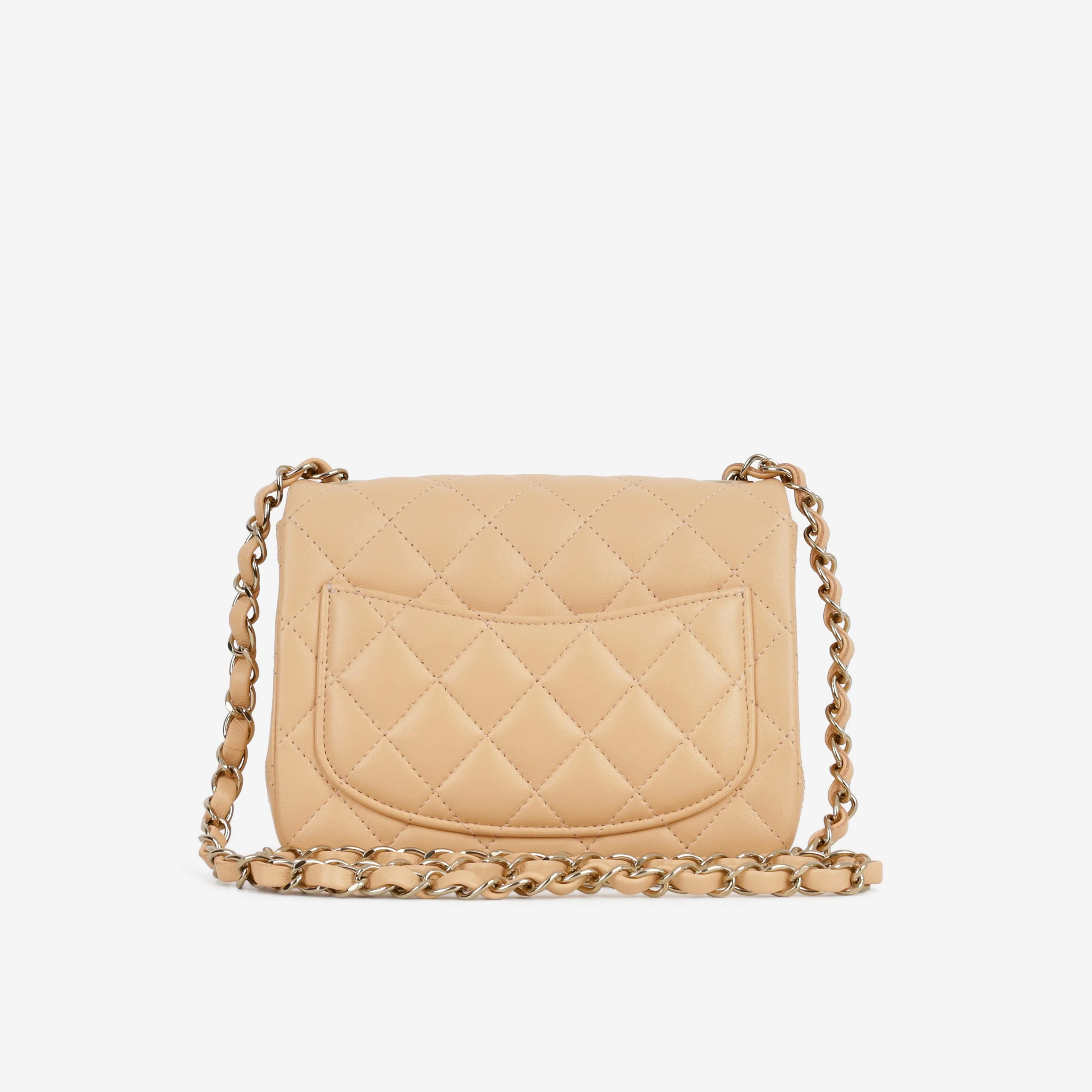 Chanel Mini Flap Square - Peach Lambskin | Champagne Gold Hardware - Image 3