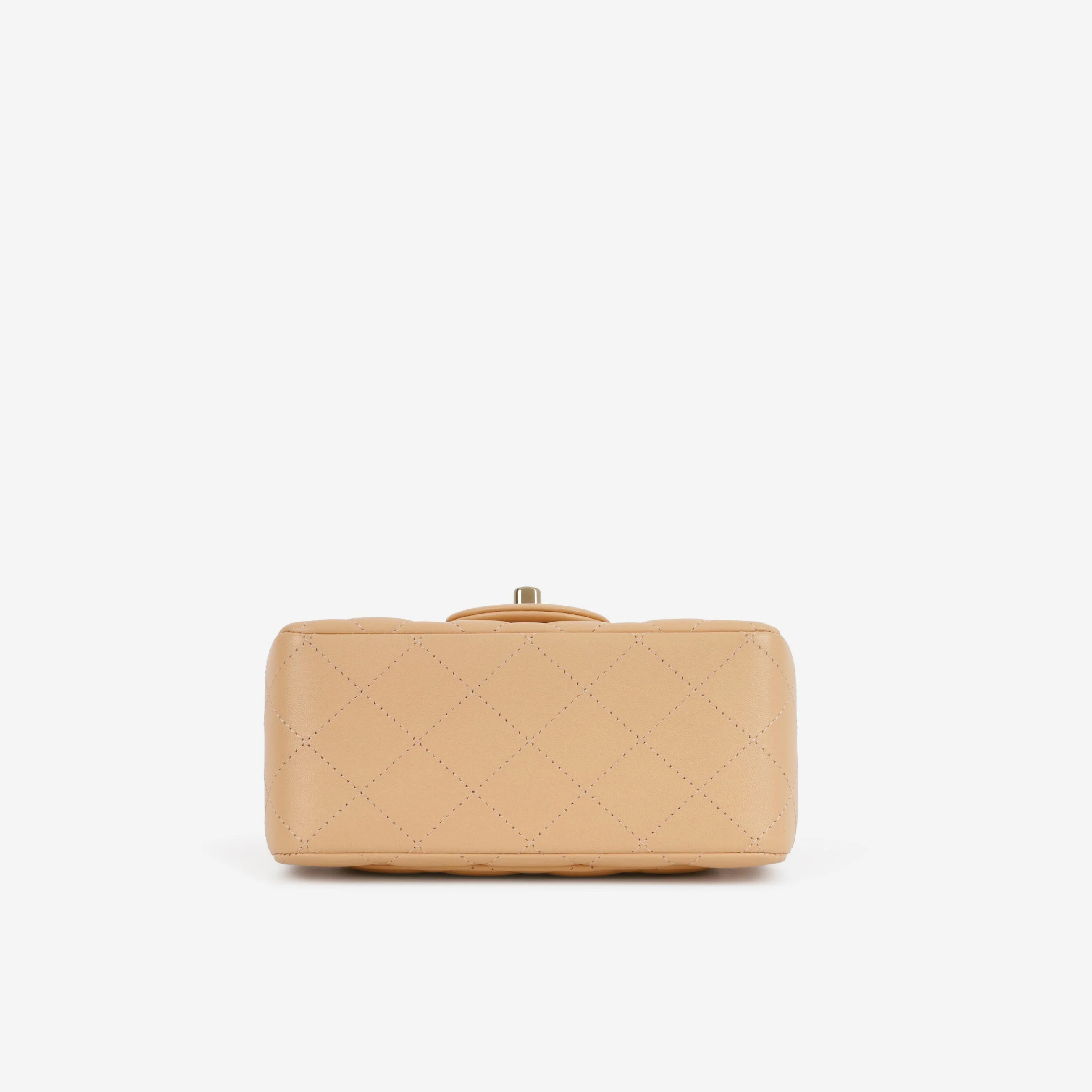 Chanel Mini Flap Square - Peach Lambskin | Champagne Gold Hardware - Image 4