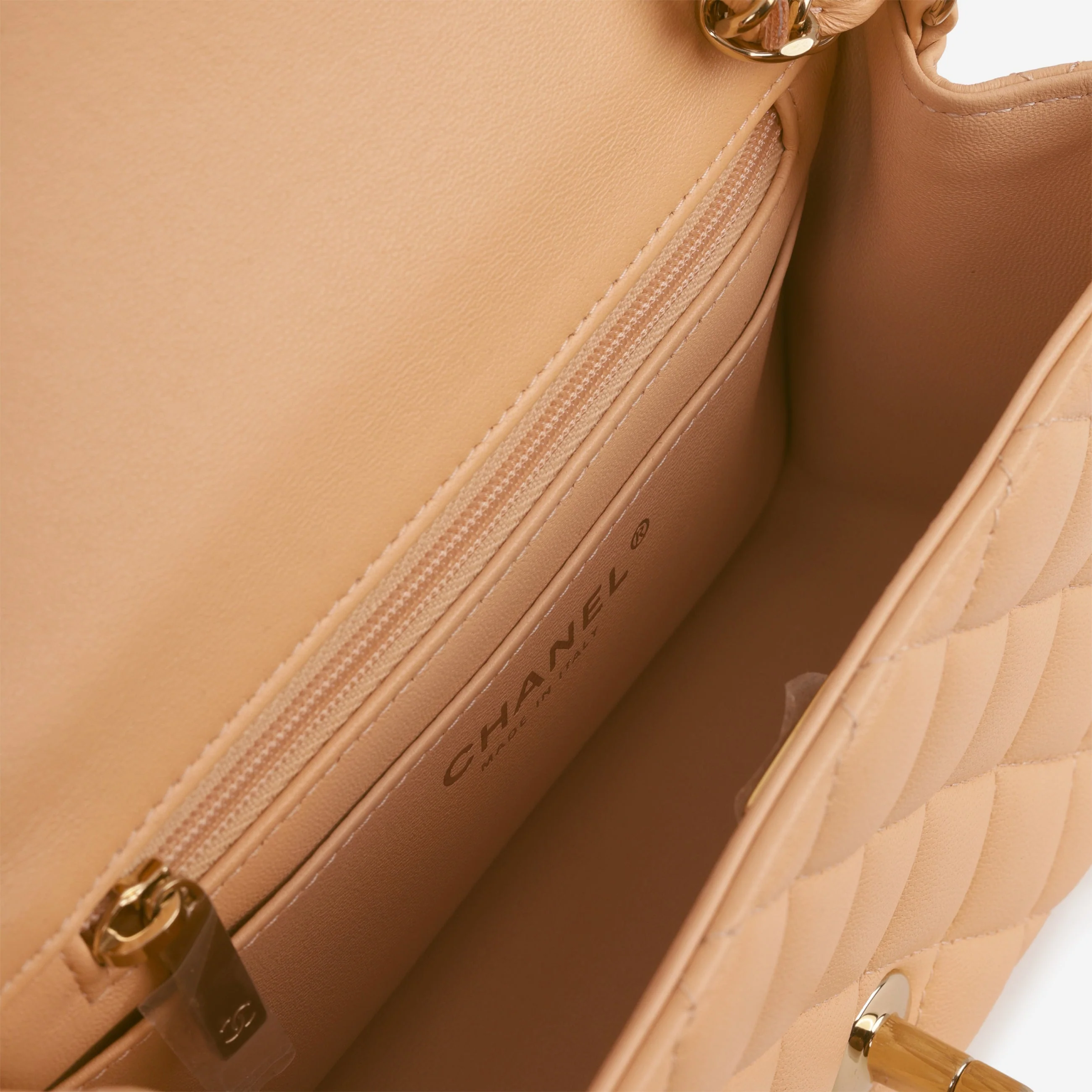 Chanel Mini Flap Square - Peach Lambskin | Champagne Gold Hardware - Image 5