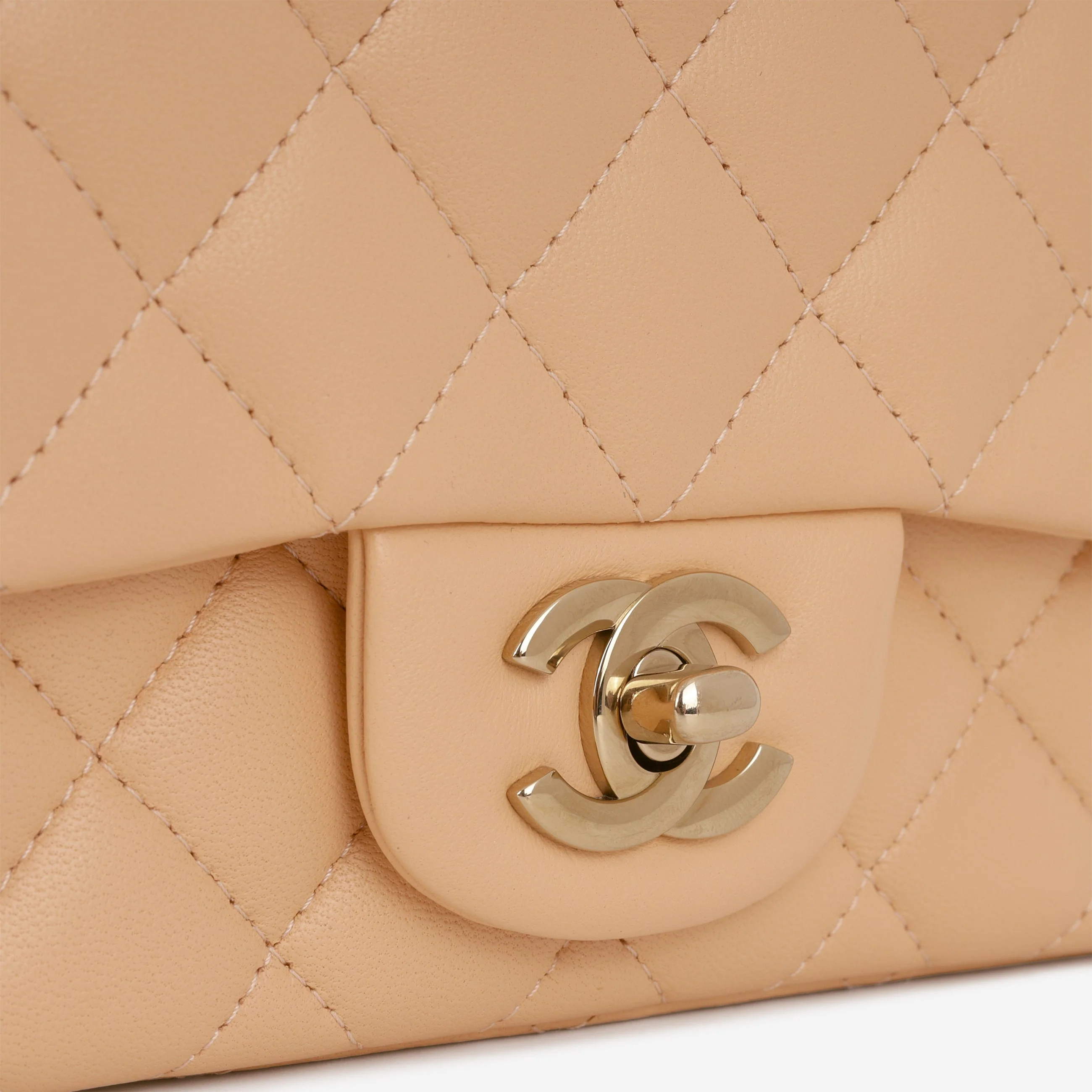 Chanel Mini Flap Square - Peach Lambskin | Champagne Gold Hardware - Image 7