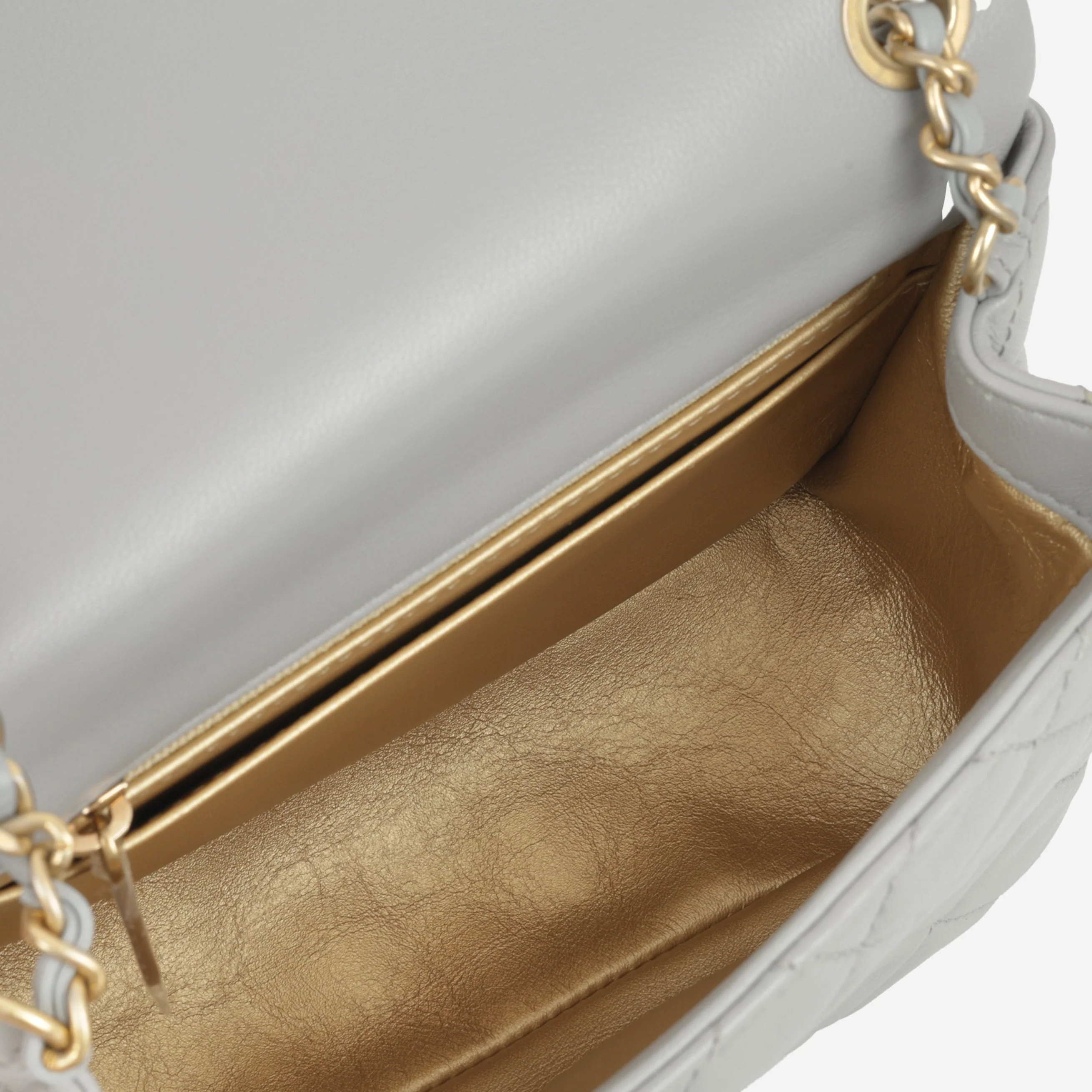 Chanel Mini Flap Square Pearl Crush - Grey Lambskin | Gold Hardware - Image 5