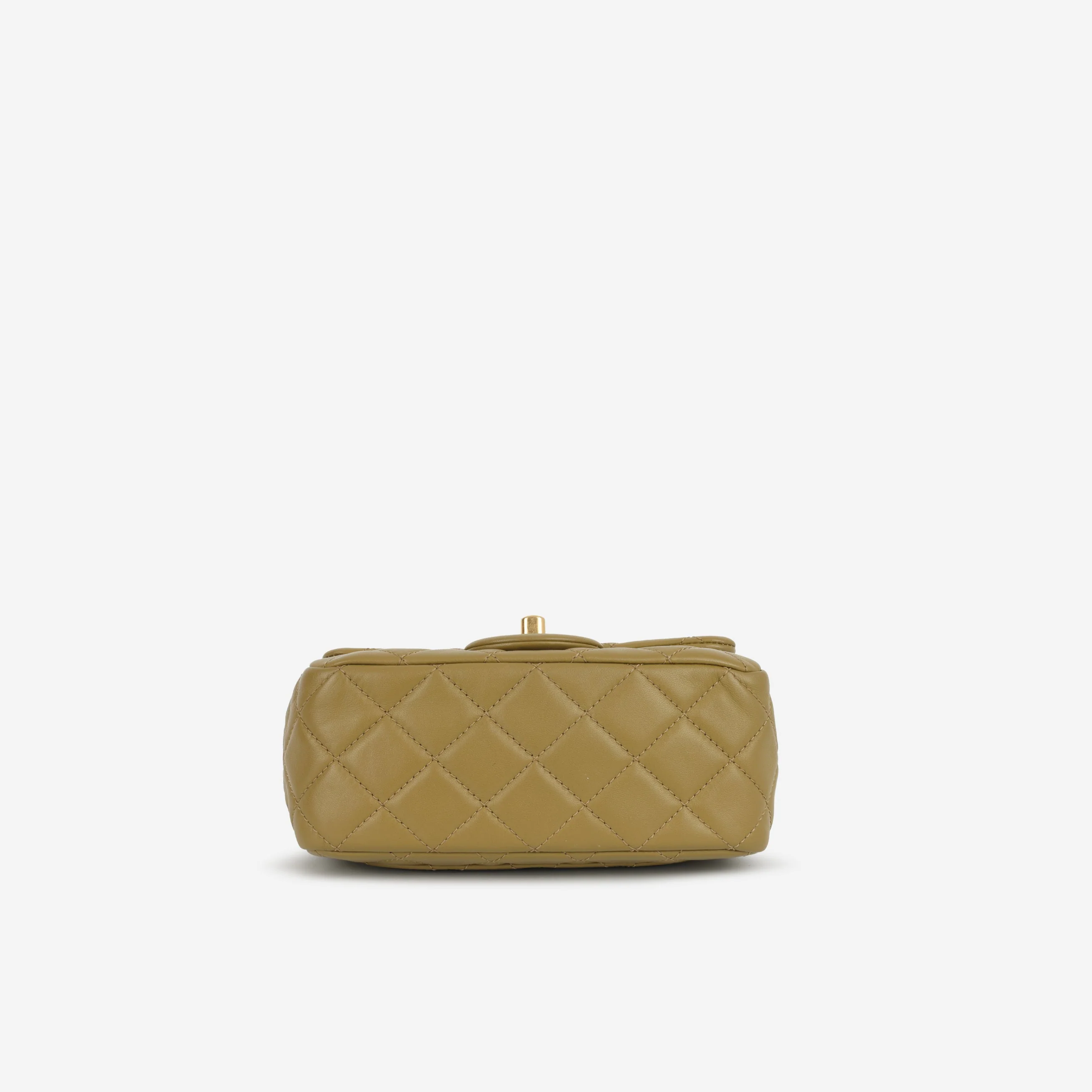 Chanel Mini Flap Square Pearl Crush - Olive Green Lambskin | Gold Hardware - Image 4