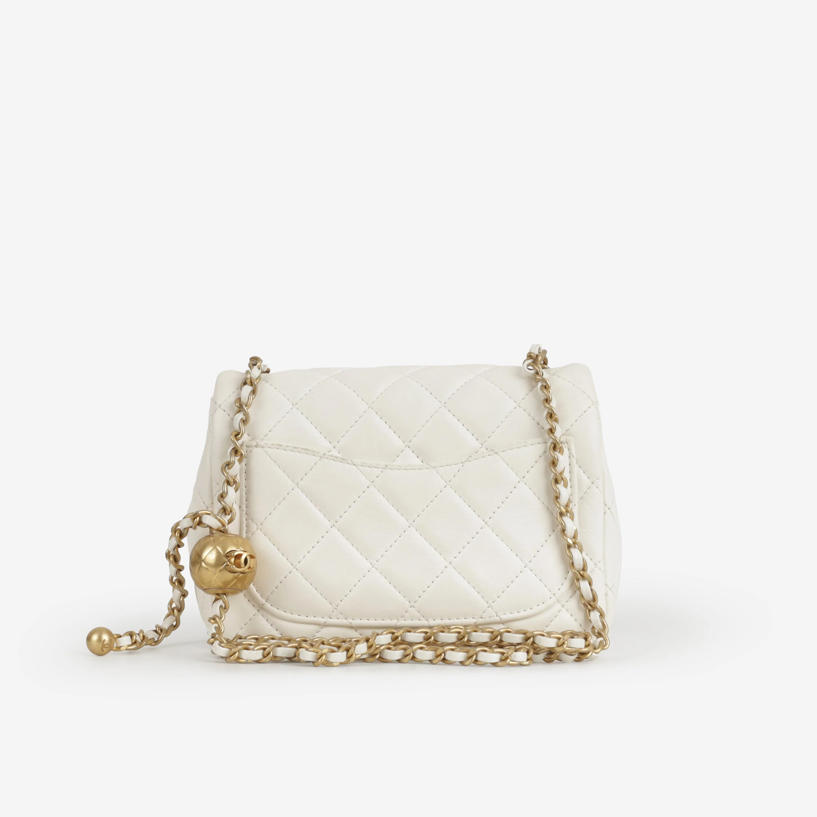 Chanel Mini Flap Square Pearl Crush - White Lambskin | Gold Hardware - Image 3