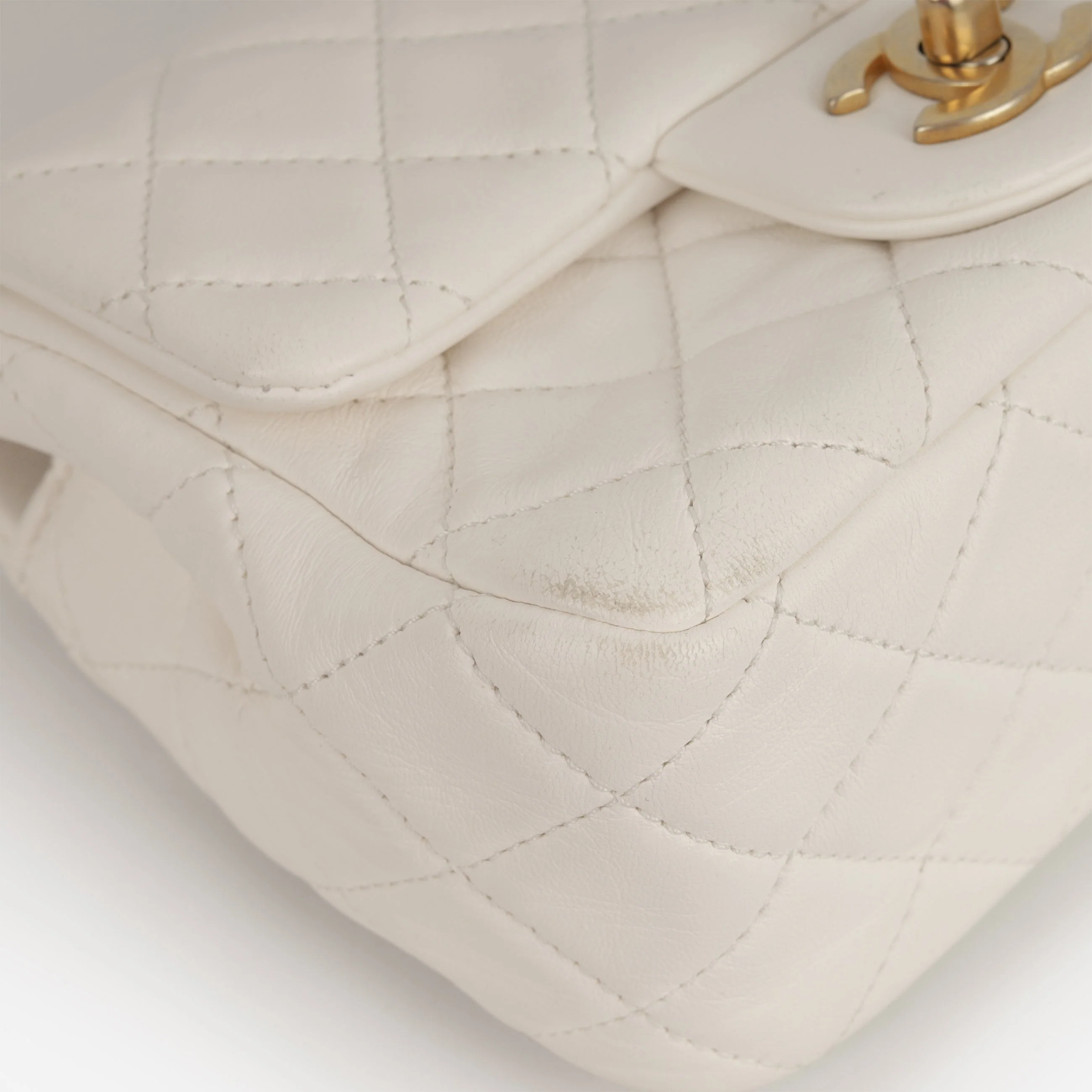 Chanel Mini Flap Square Pearl Crush - White Lambskin | Gold Hardware - Image 5